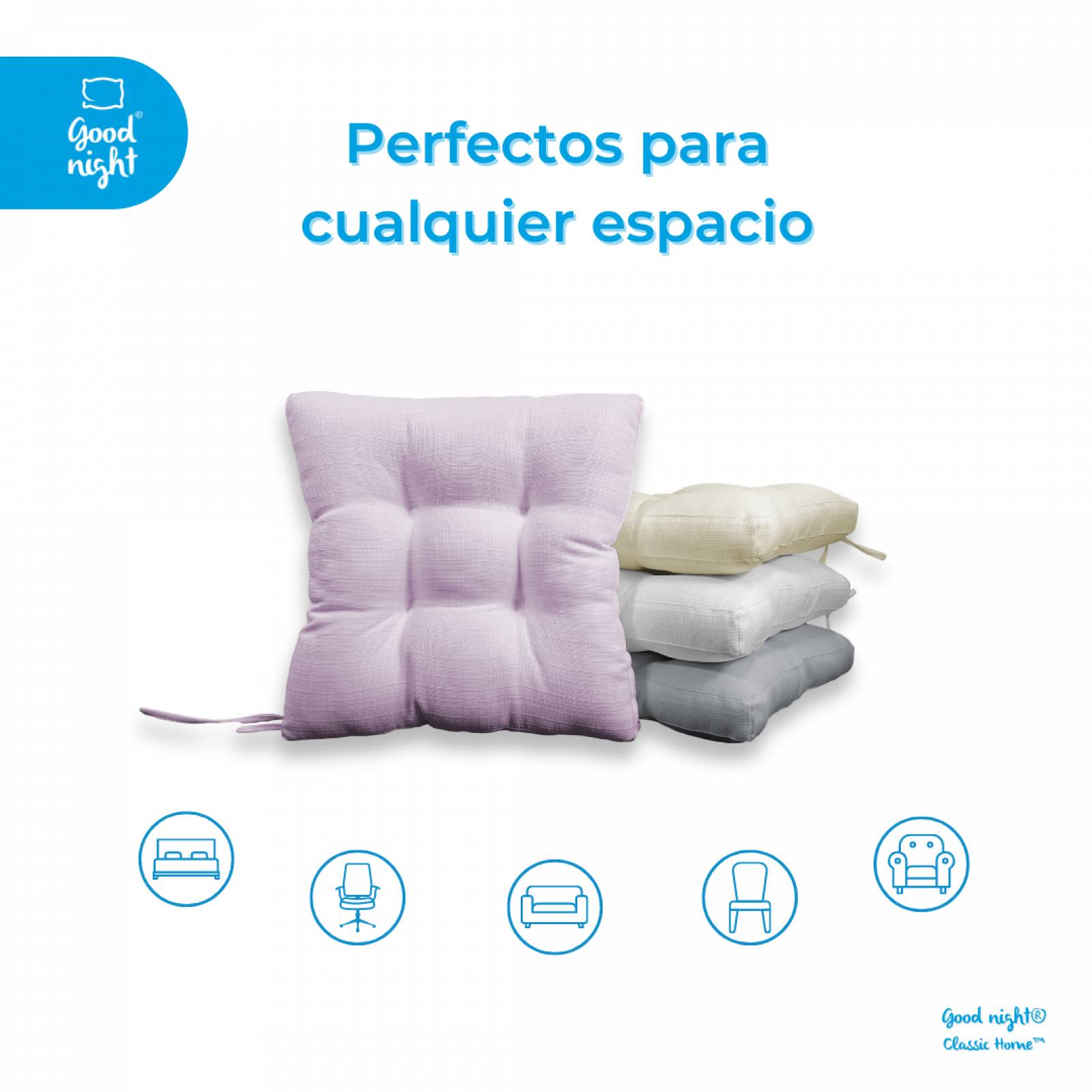 Cojines De Silla Capitonados 4 Pack 45cm x 45cm Lila Good Night Classic Home