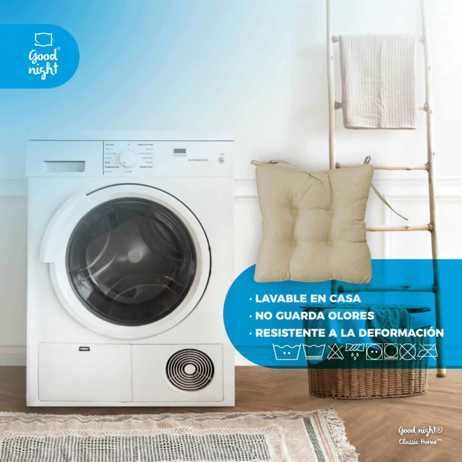 Cojines De Silla Capitonados 4 Pack 45cm x 45cm Lila Good Night Classic Home