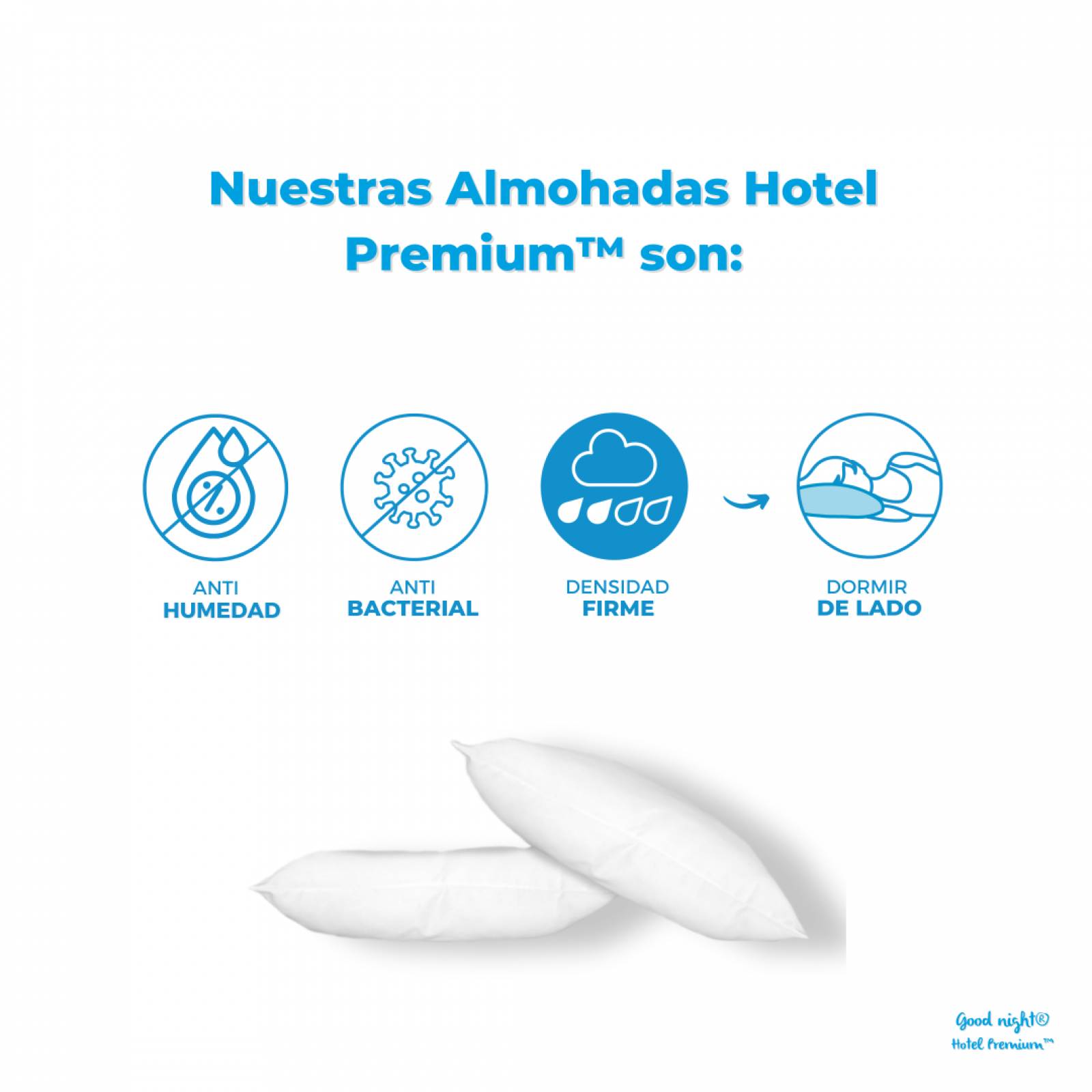 Almohadas King Size Firmes 2 Pack Good Nigth Hotel Premium Con FibraGel