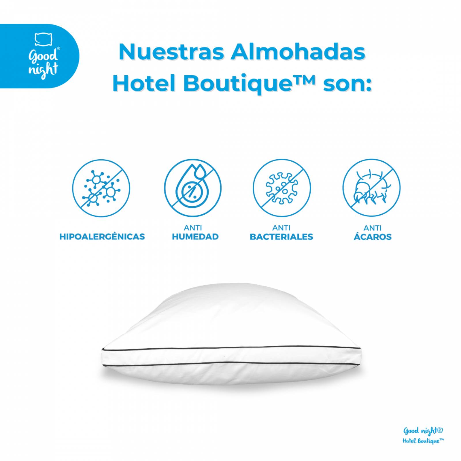 Almohada Suave Estandar 2 Pack Good Night Hotel Boutique Con Down Alternative