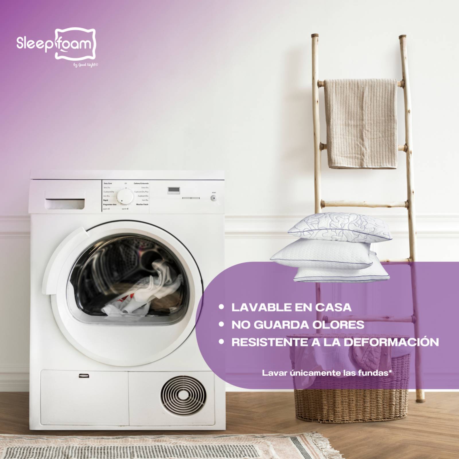 Almohadas Sun Ajustables Good Night Sleep Foam con Memory Pills y Down Alternative