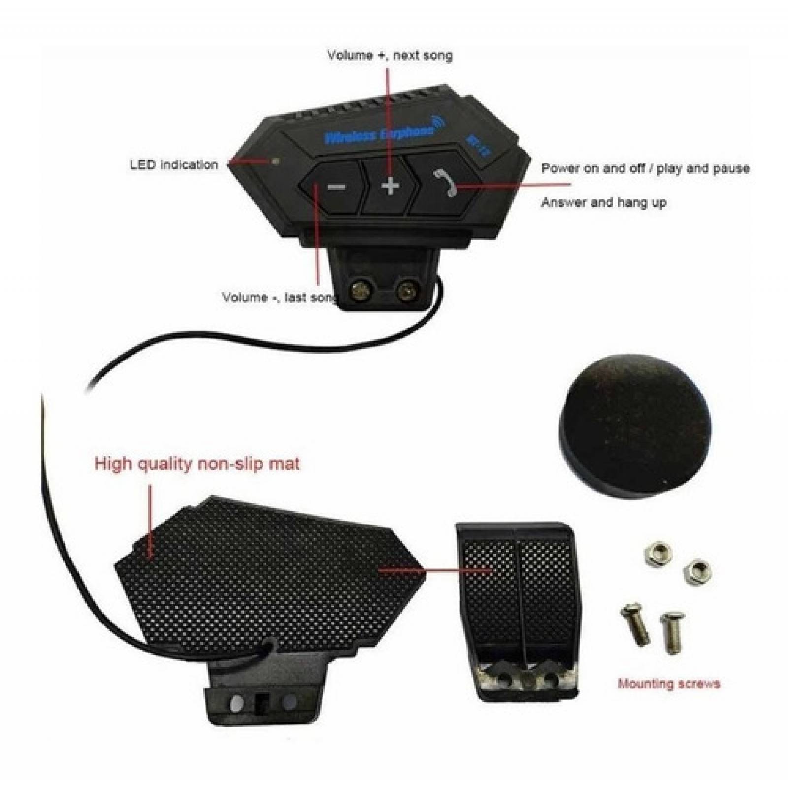 Auriculares Bt-12 Con Bluetooth Para Casco De Moto