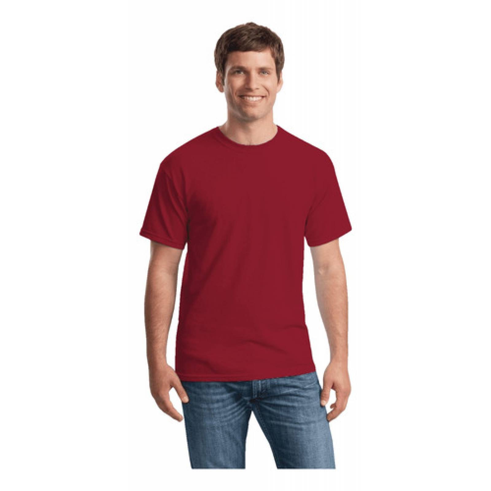 Playera Gildan Caballero Cuello Redondo Mod 5000 Algodón color Rojo talla Chica