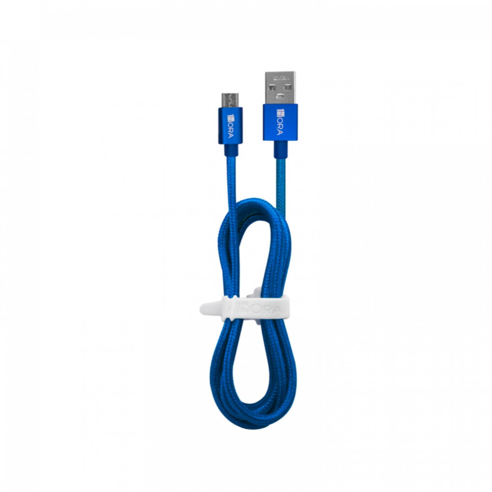 USB Cable Datos 1Hora CAB214 Micro USB V8 244 Tela 1M Azul