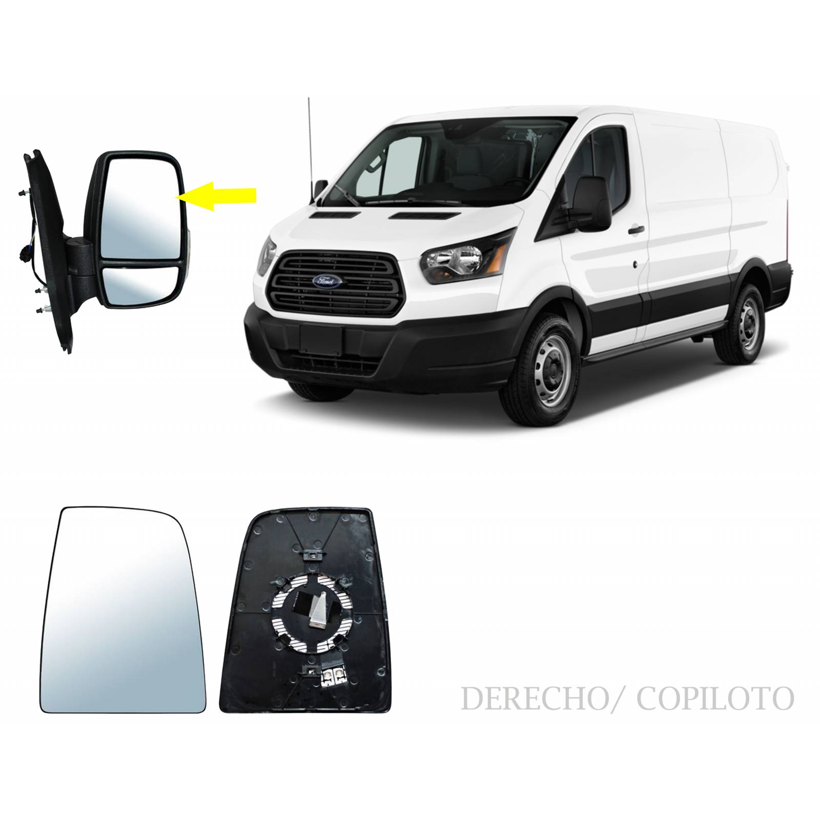 Luna Espejo Ford Transit 2014 2015 2016 Derecha Grande