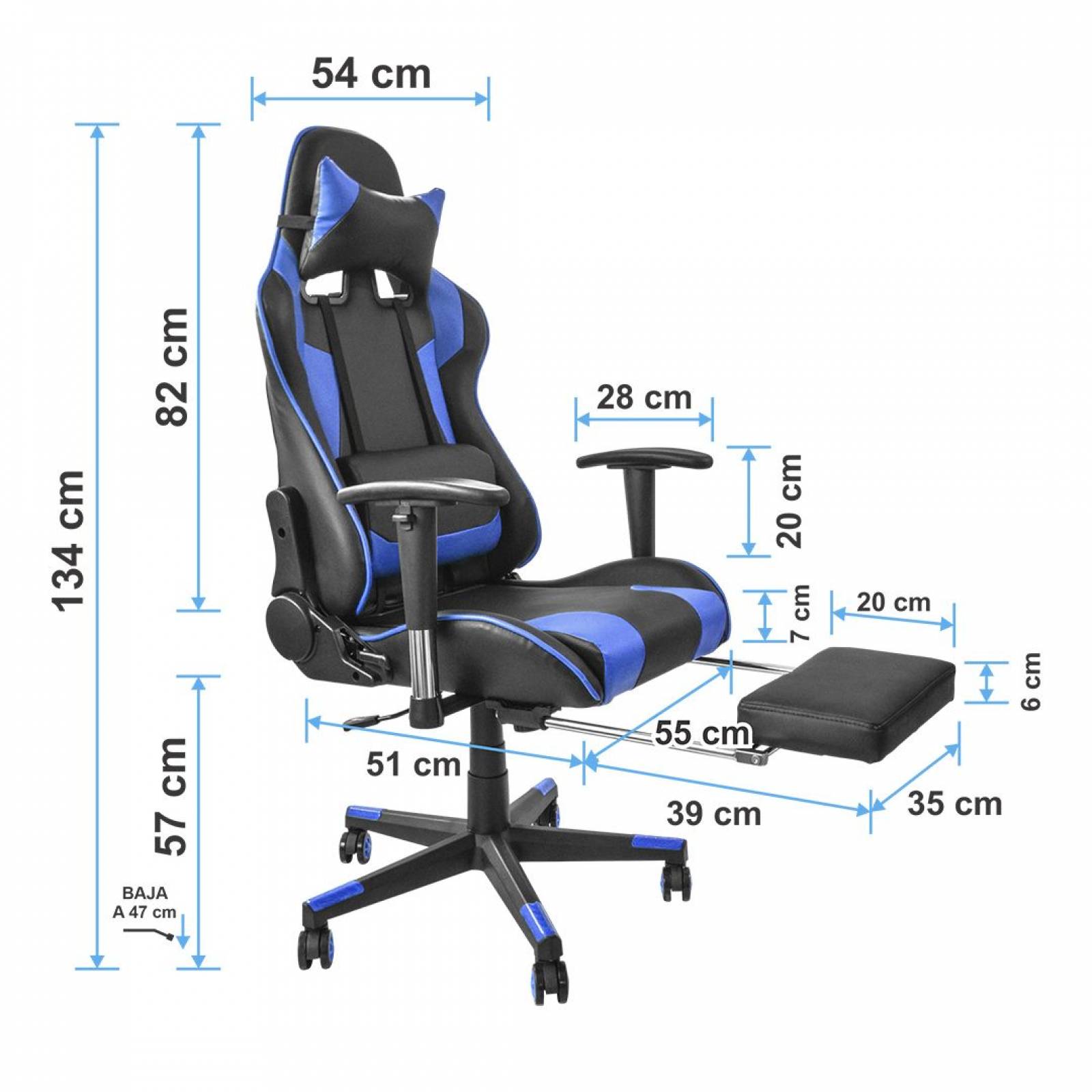 Top Living Silla Gamer Rosa Reclinable con Descansapies - Top Living