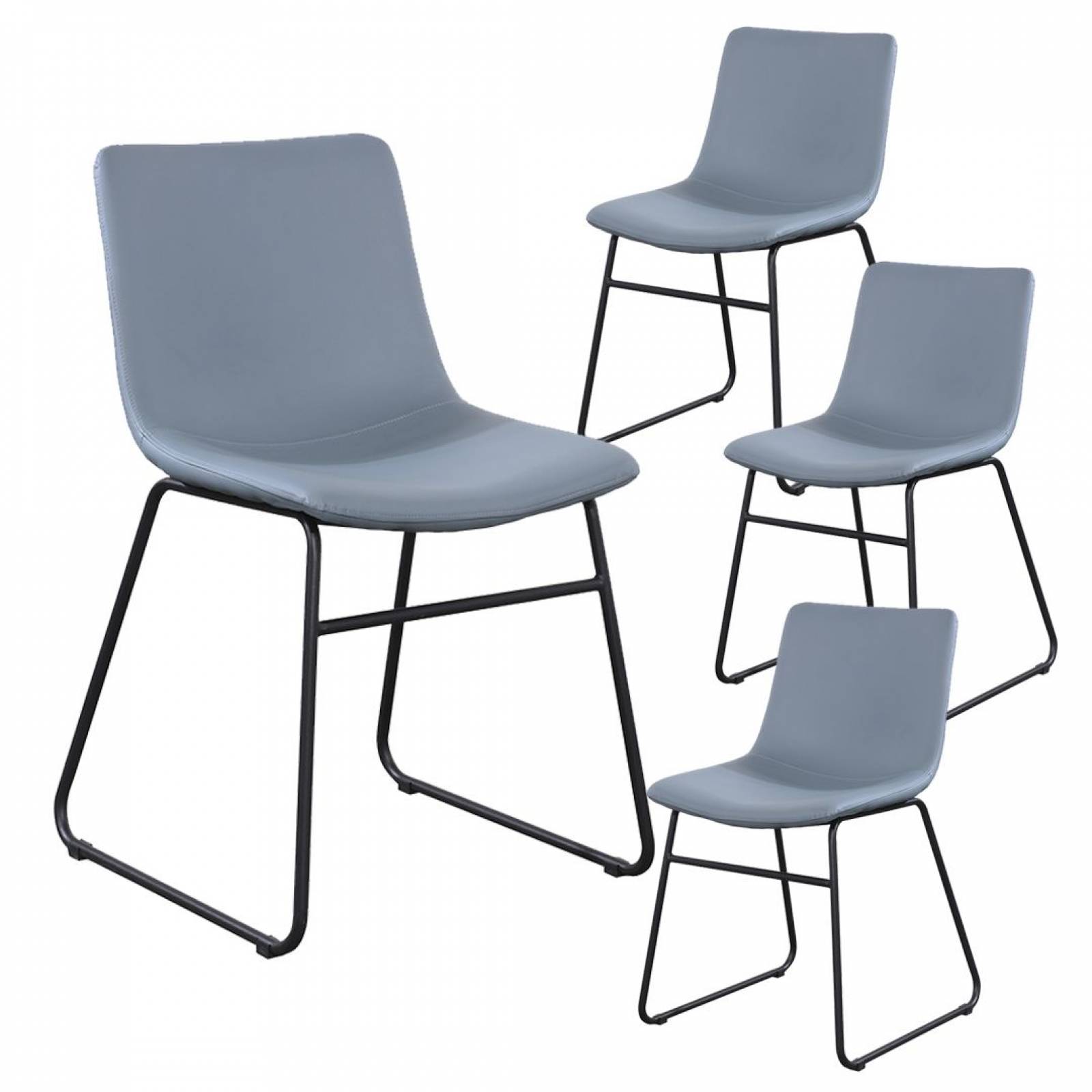 Kit de 4 Sillas para Hogar en sala de espera color gris