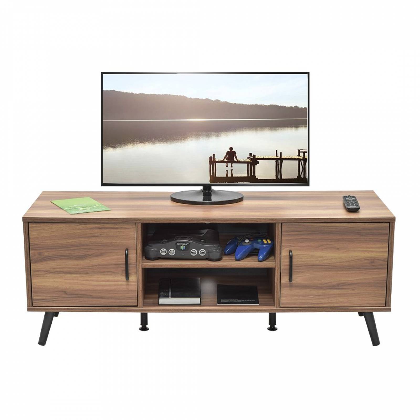 Mesa Minimalista para TV textura madera