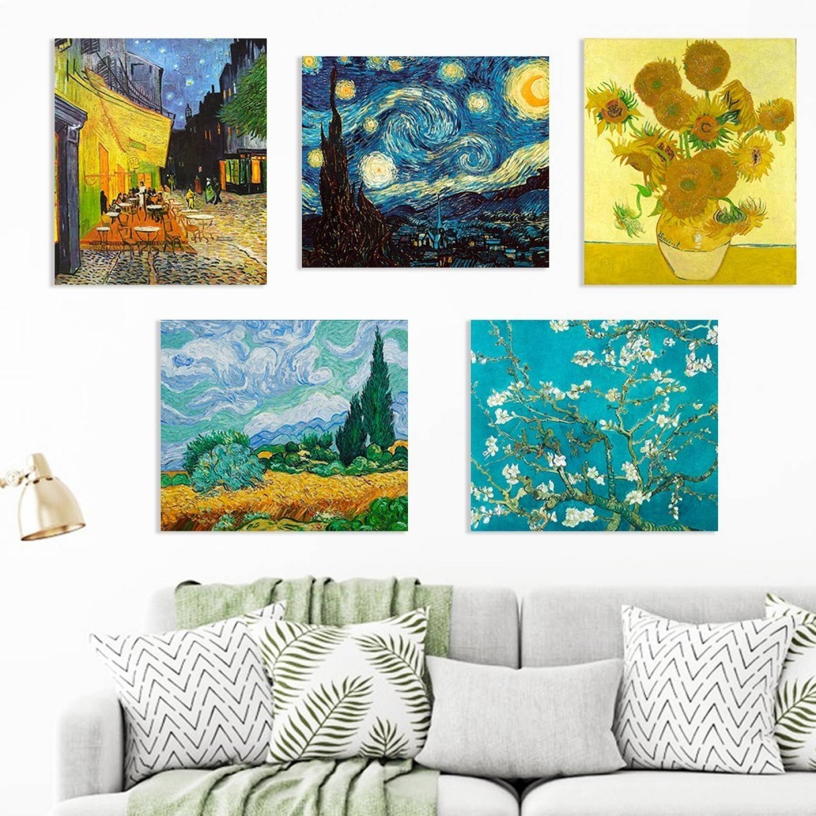 Set 5 Cuadros Van Gogh En Lienzo Canvas Con Bastidor