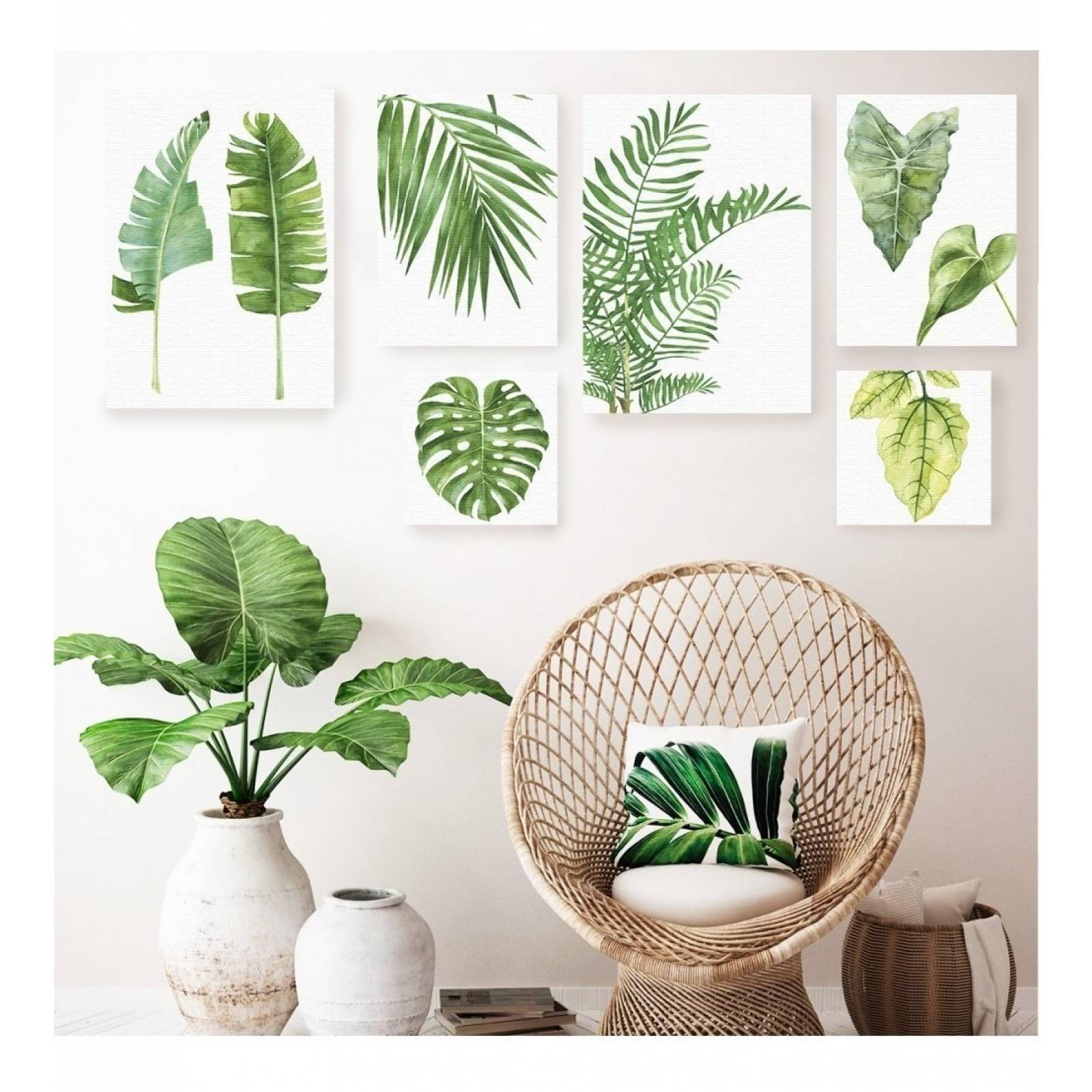 Set 6 Cuadros Plantas Acuarela