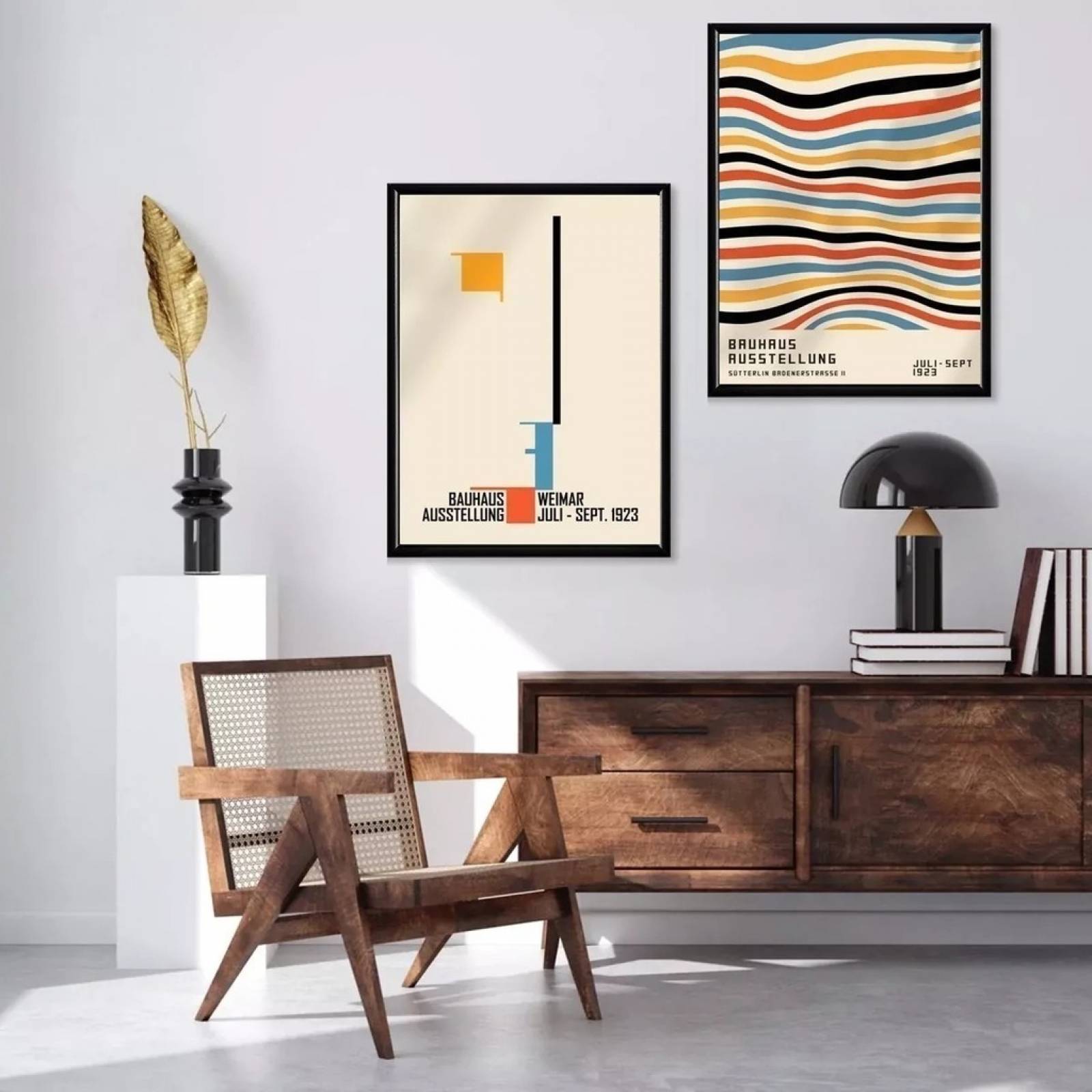 Set 2 Cuadros Bauhaus Moderno Minimailstas Marco Madera