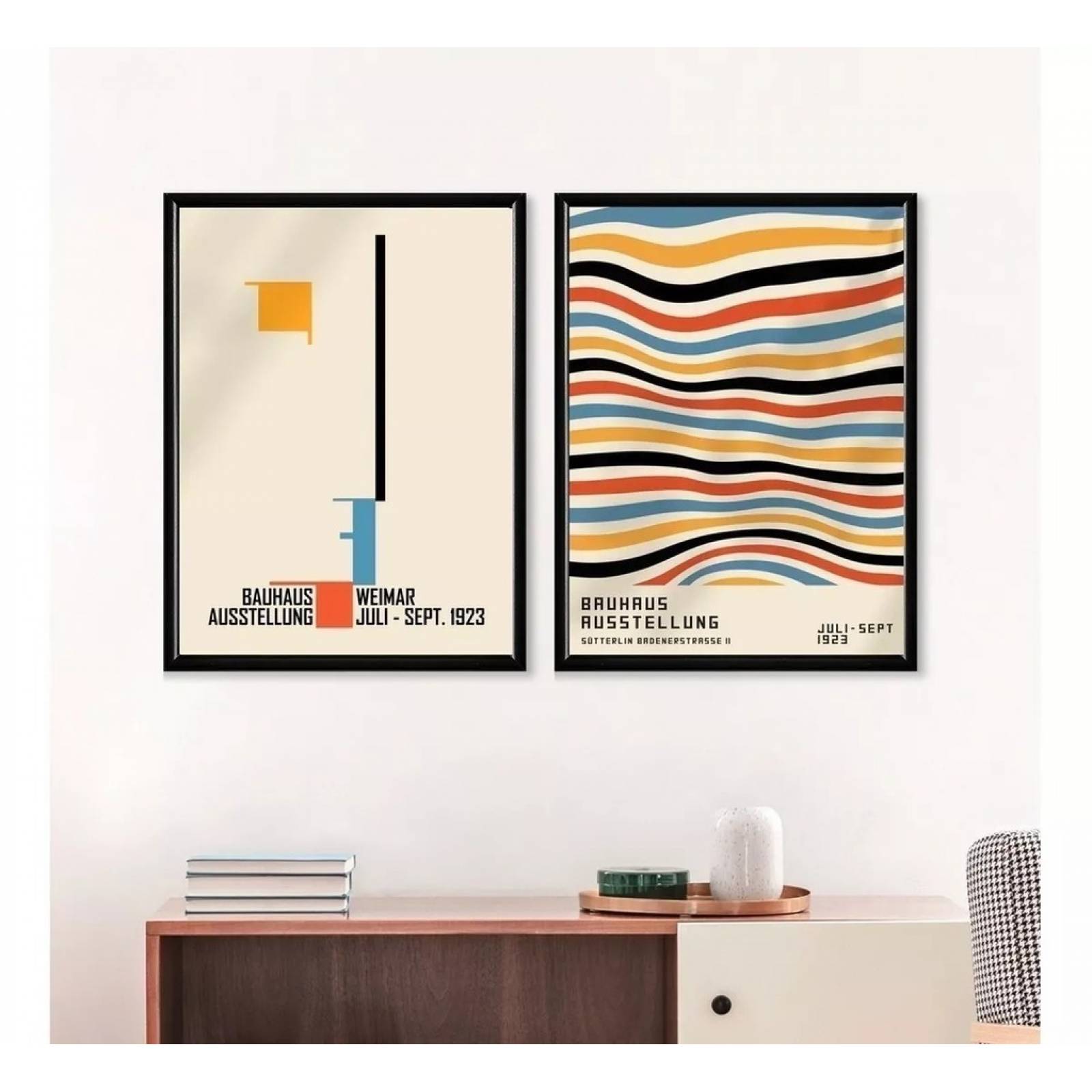 Set 2 Cuadros Bauhaus Moderno Minimailstas Marco Madera