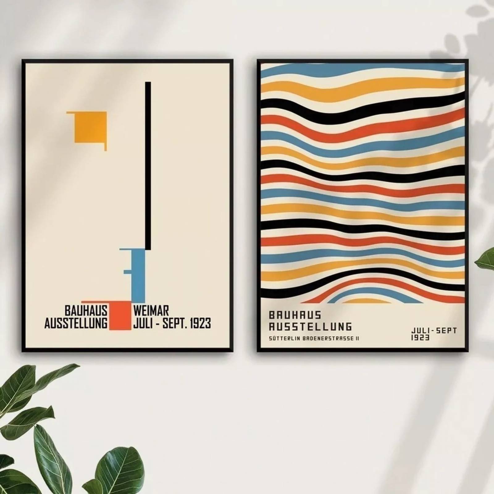 Set 2 Cuadros Bauhaus Moderno Minimailstas Marco Madera