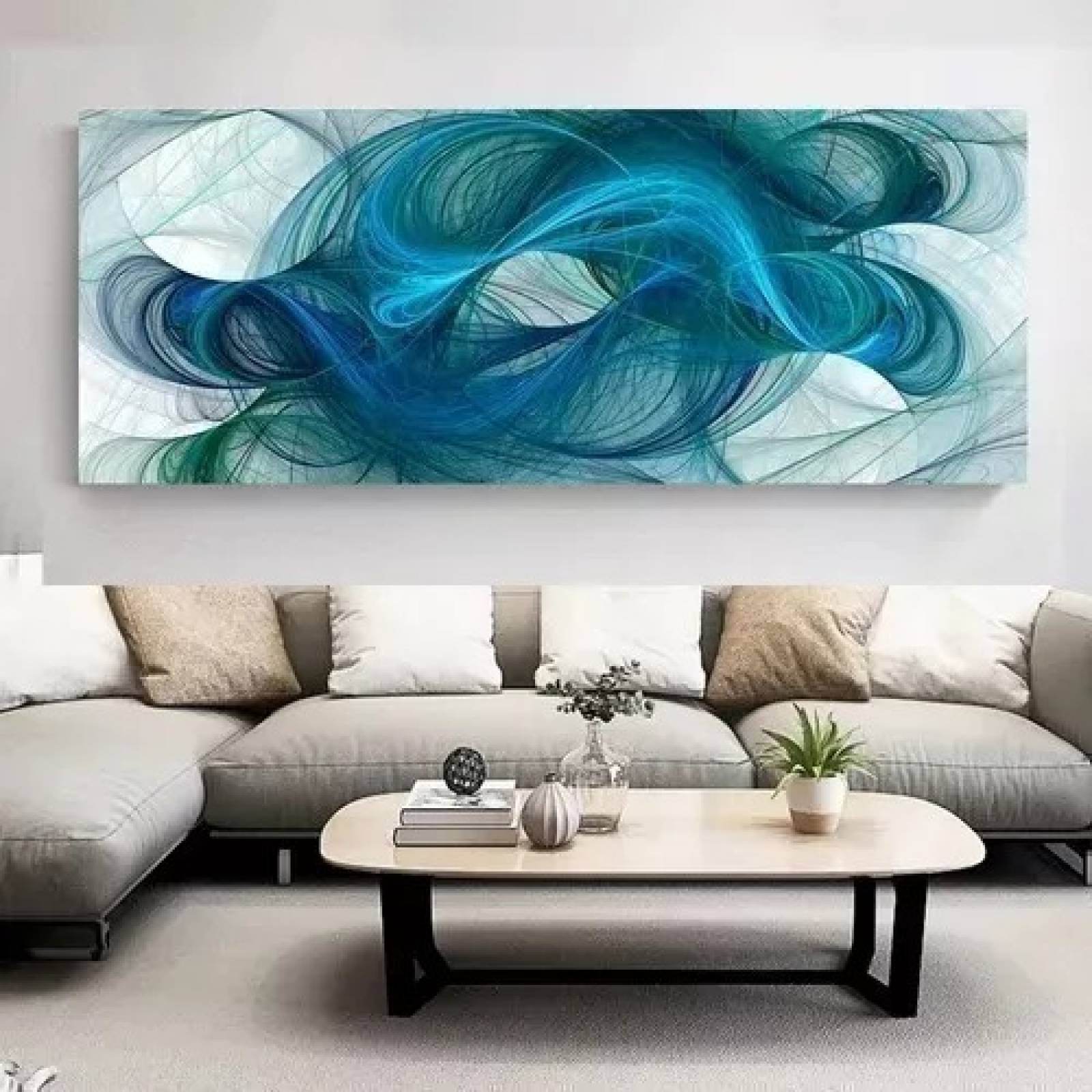 Cuadro Abstracto Ondas Azules, Canvas Moderno Elegante para Sala, Recamara