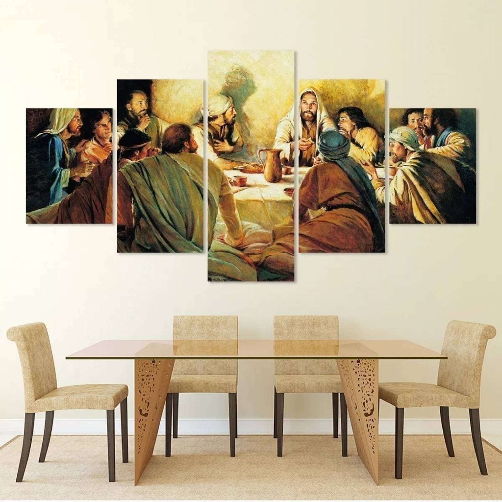 Ultima Cena Set 5 Cuadros Religioso Jesus para Comedor, Cocina