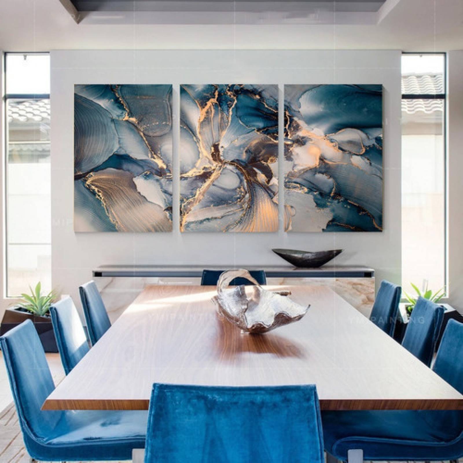 Cuadros Canvas Arte Abstracto Moderno Mármol Elegante Tríptico