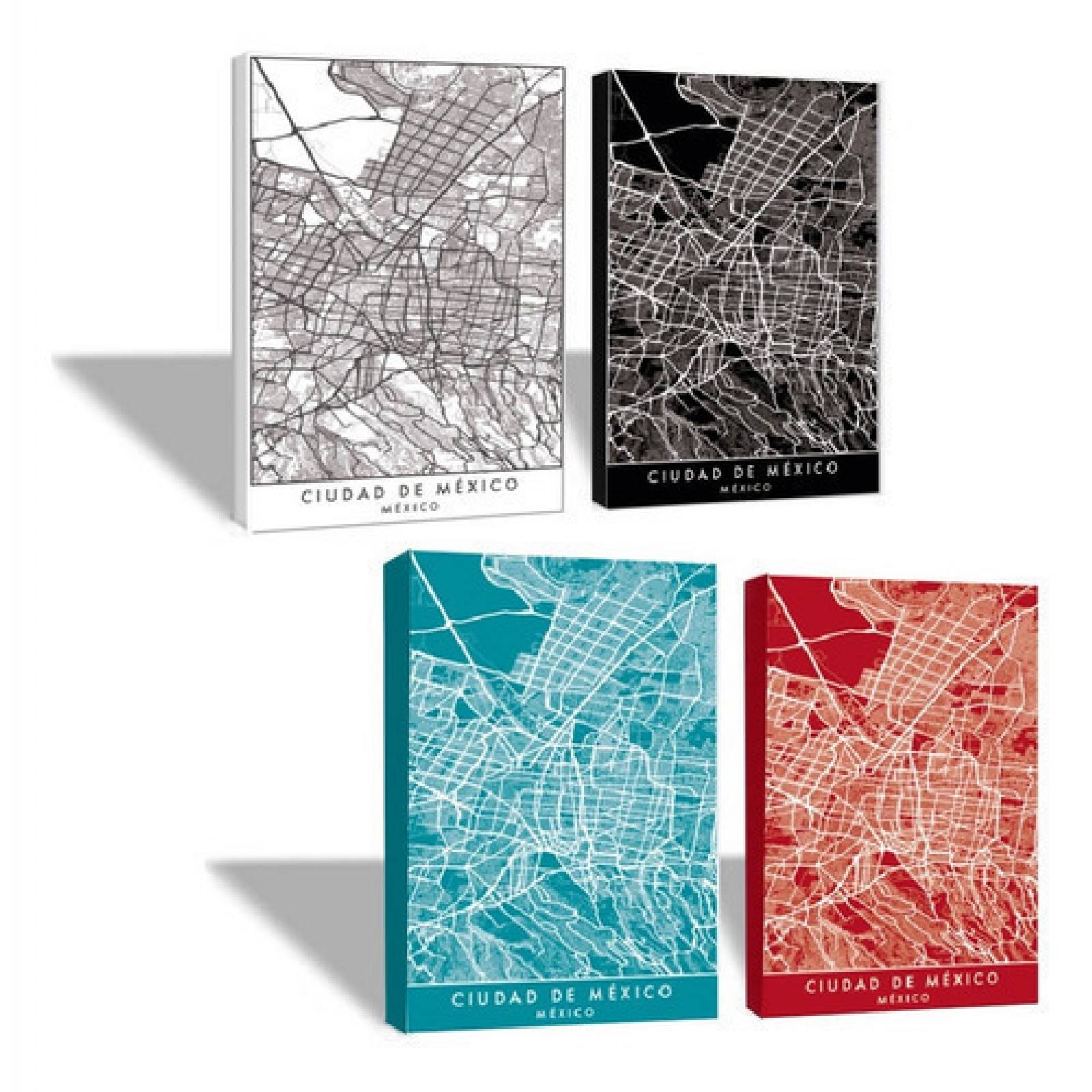 Cuadro Mapa Ciudad México CDMX En Canvas Minimalista Blanco y Negro