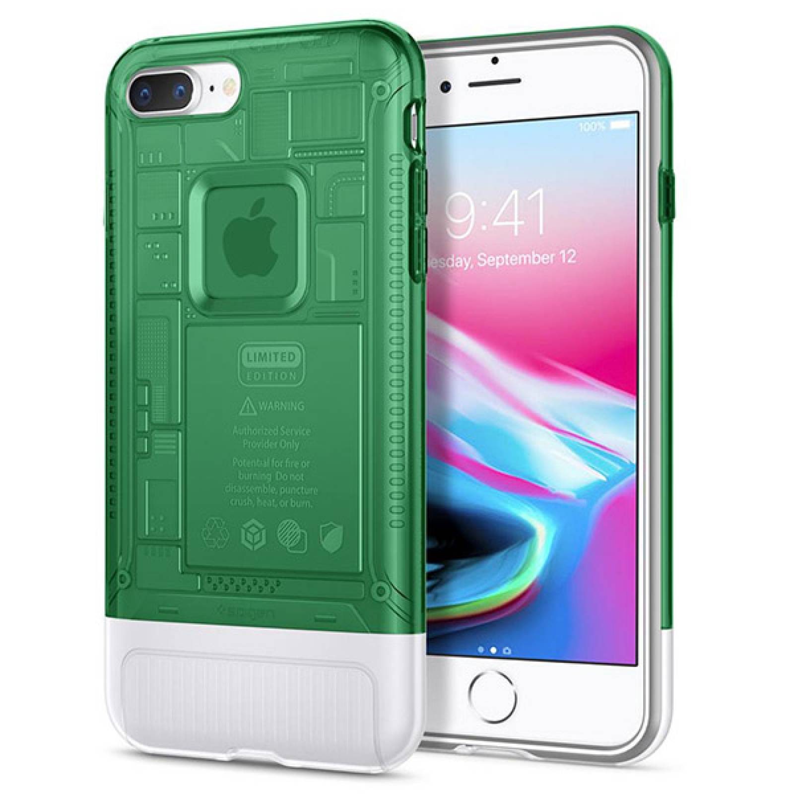 Funda Spigen Classic C1 para iPhone 7 / 8 plus Verde vandera