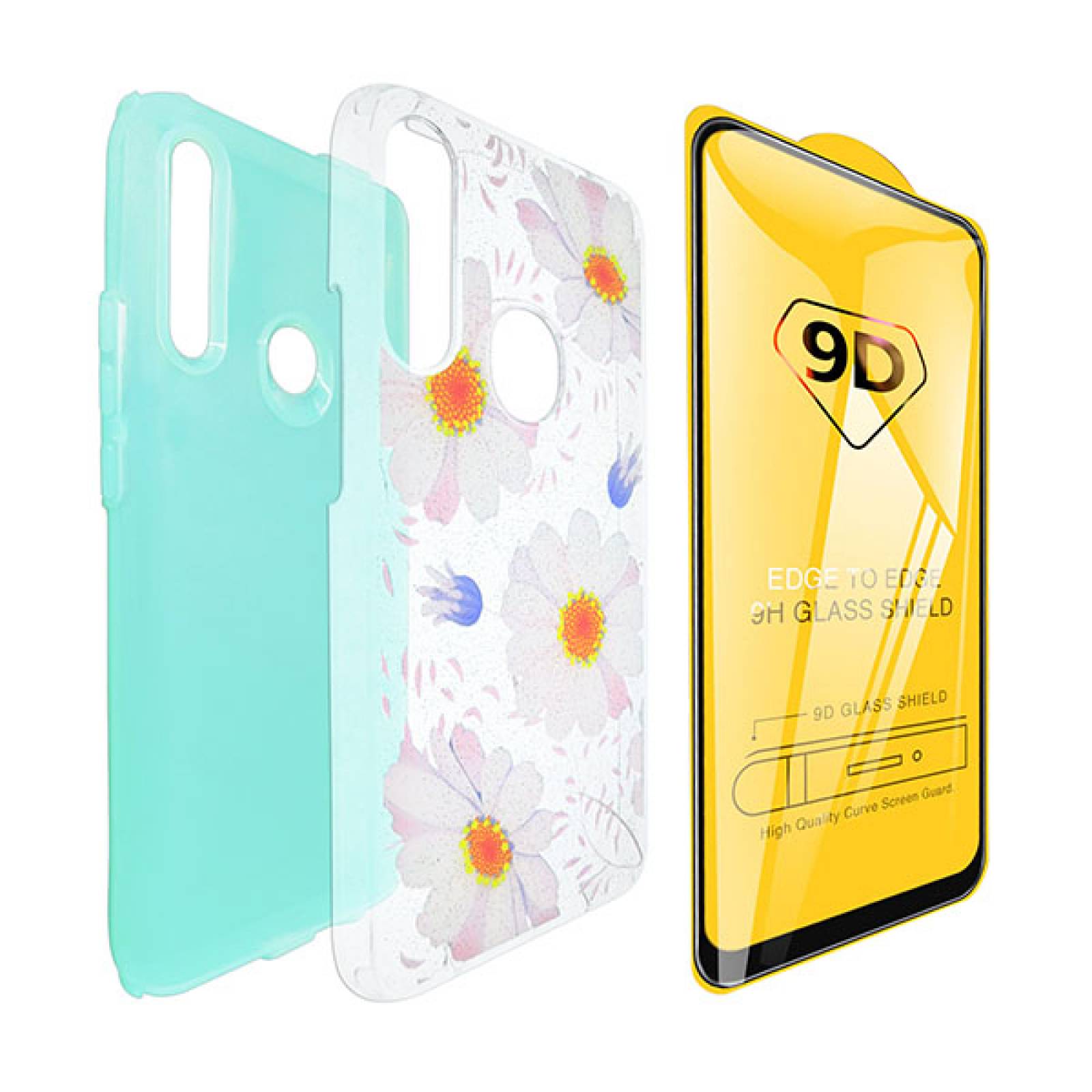 Funda de Diseño Doble Capa para Apple iPhone 11 más Mica 9D - Margaritas | Fondo Menta