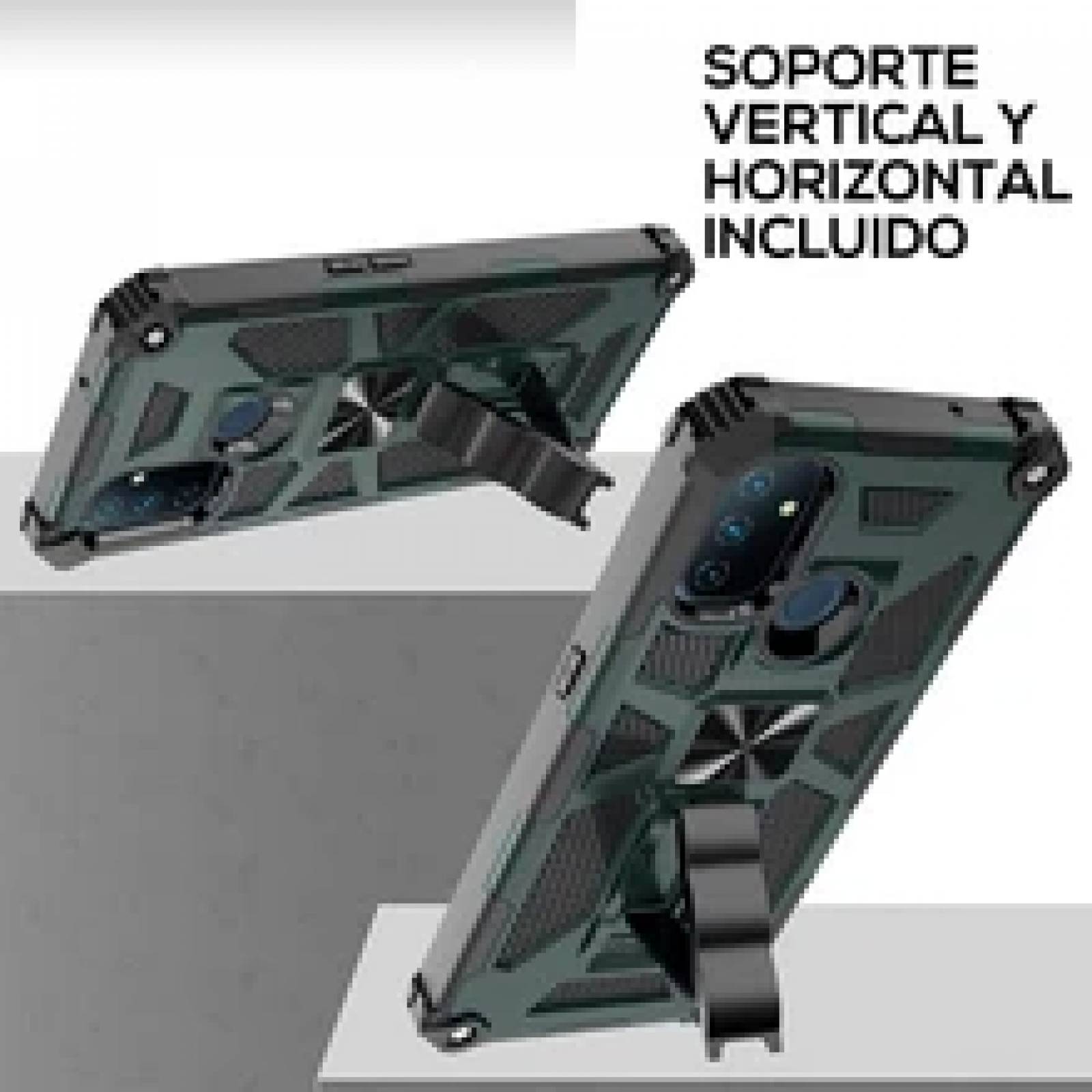 Funda Uso Rudo Rugged Robot Mas Mica 9D Para Moto G9 Plus Khaki