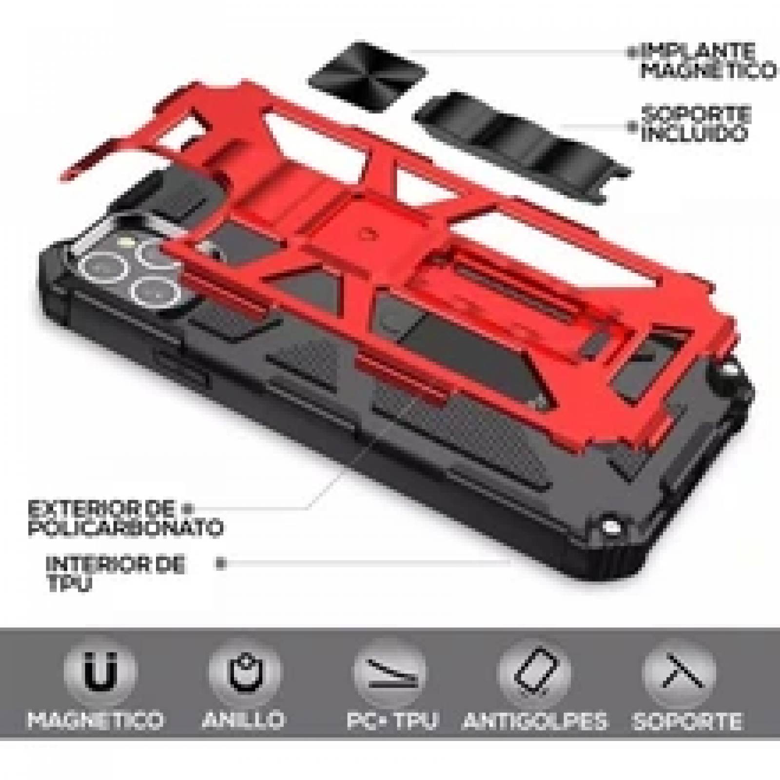 Funda Uso Rudo Rugged Robot Mas Mica 9d Para Huawei P40 Lite Rojo