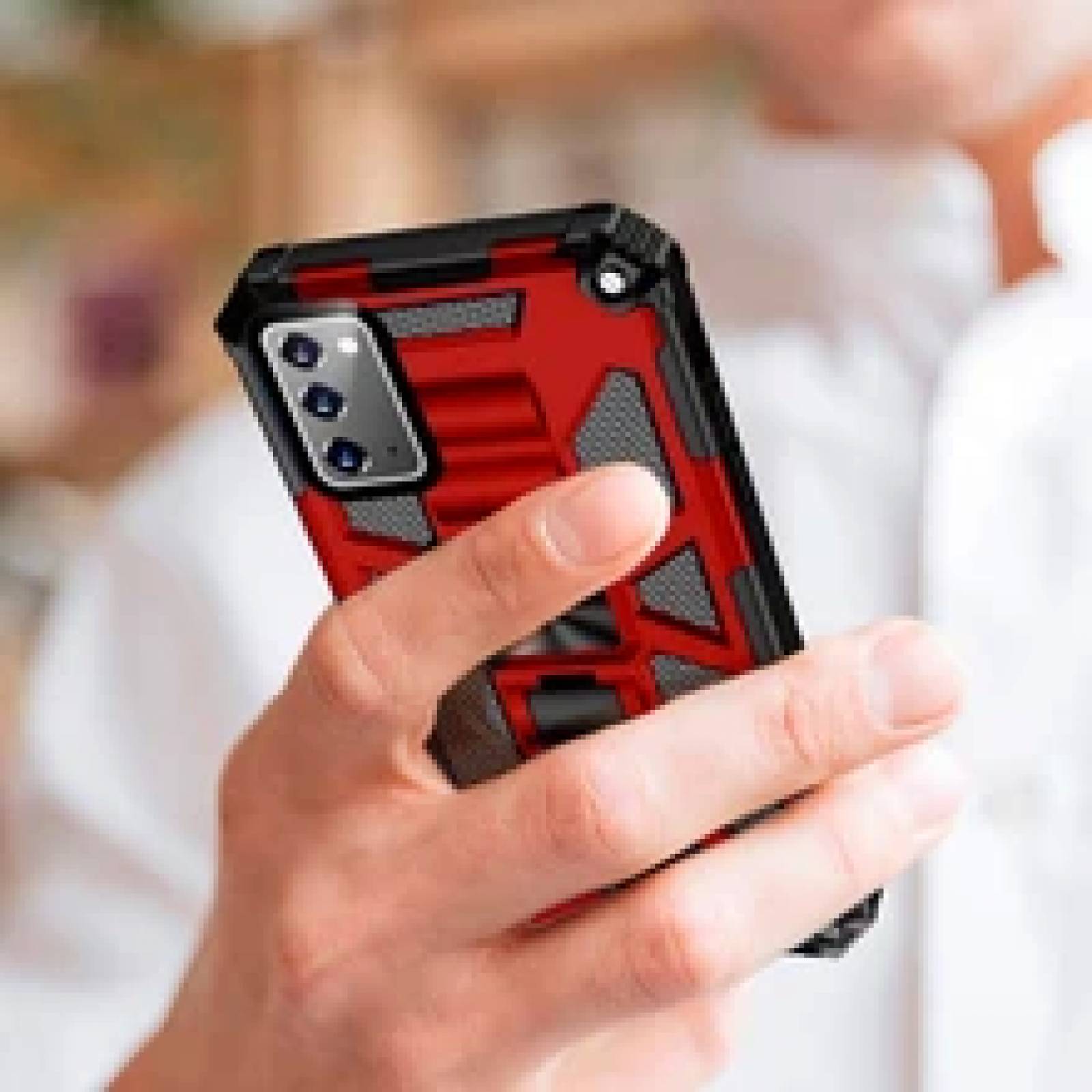 Funda Uso Rudo Rugged Robot Mas Mica 9d Para Huawei P40 Lite Rojo