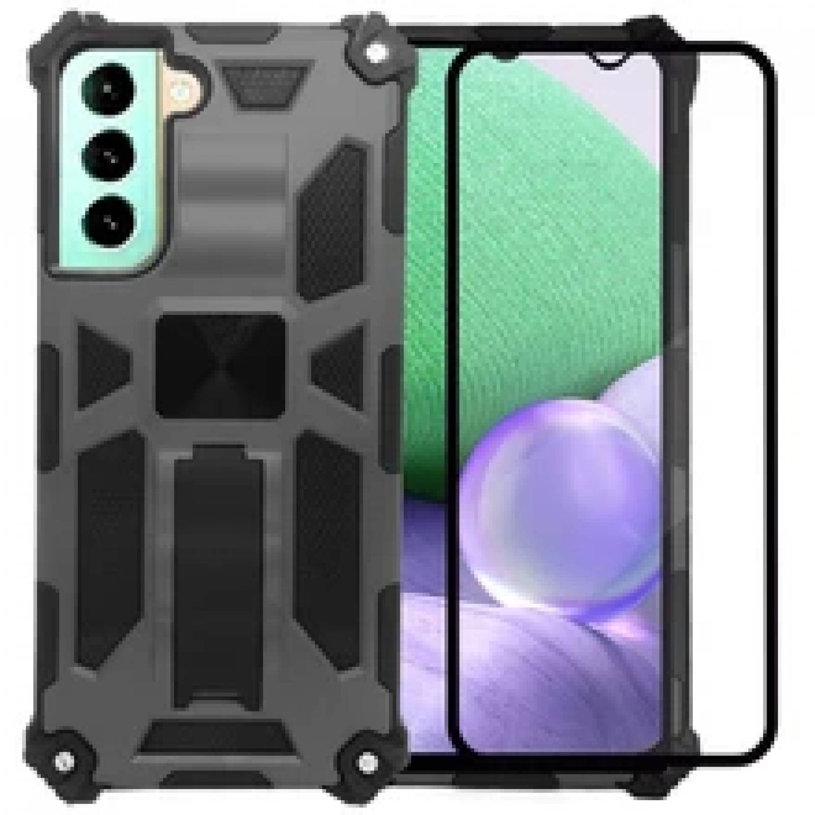 Funda Uso Rudo Rugged Robot Soporte Mas Mica 9D Para Samsung S21 Ultra Verde