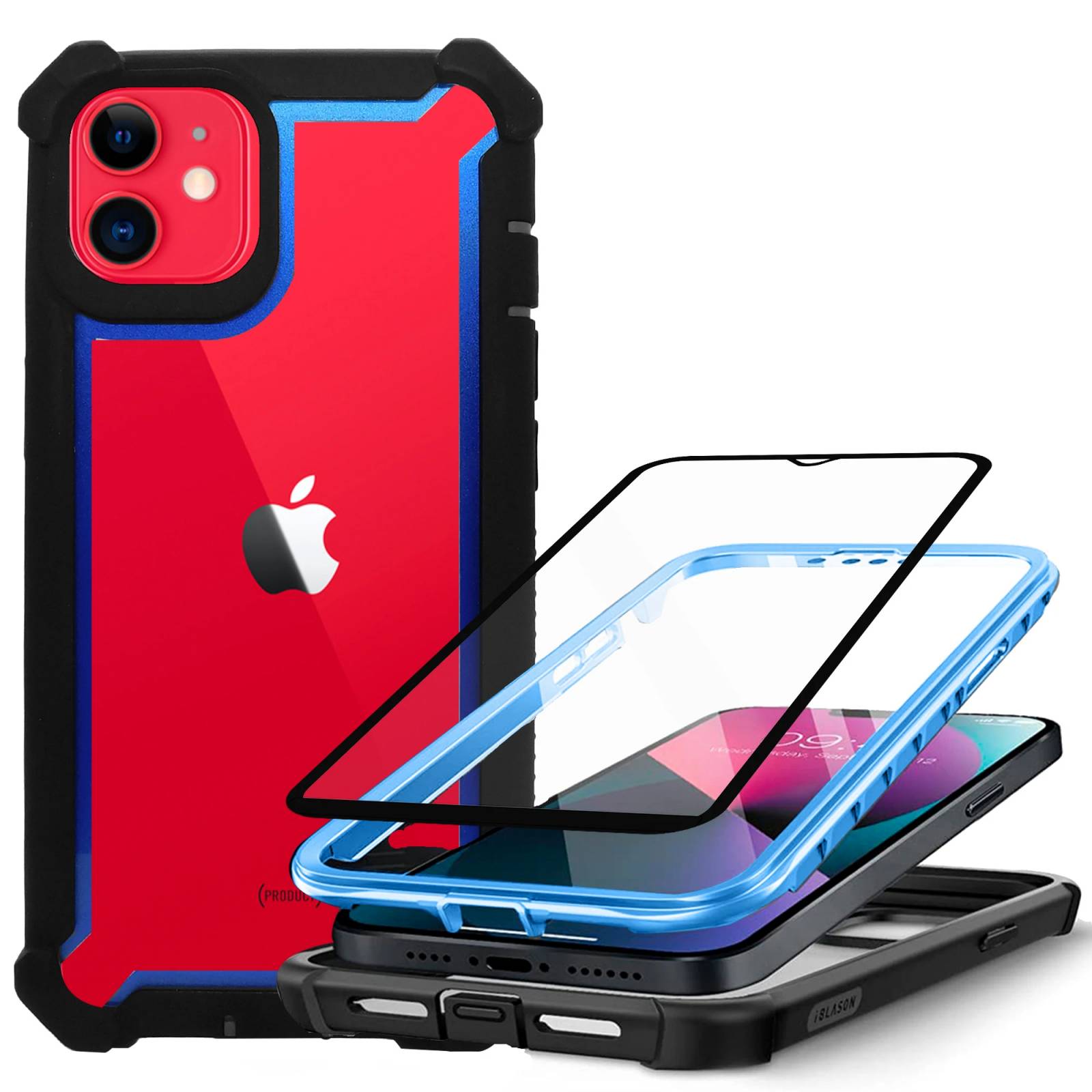 Funda de Uso Rudo 360 Atti TOUGH 360  Para IPHONE 11 Mas Mica 9D Azul