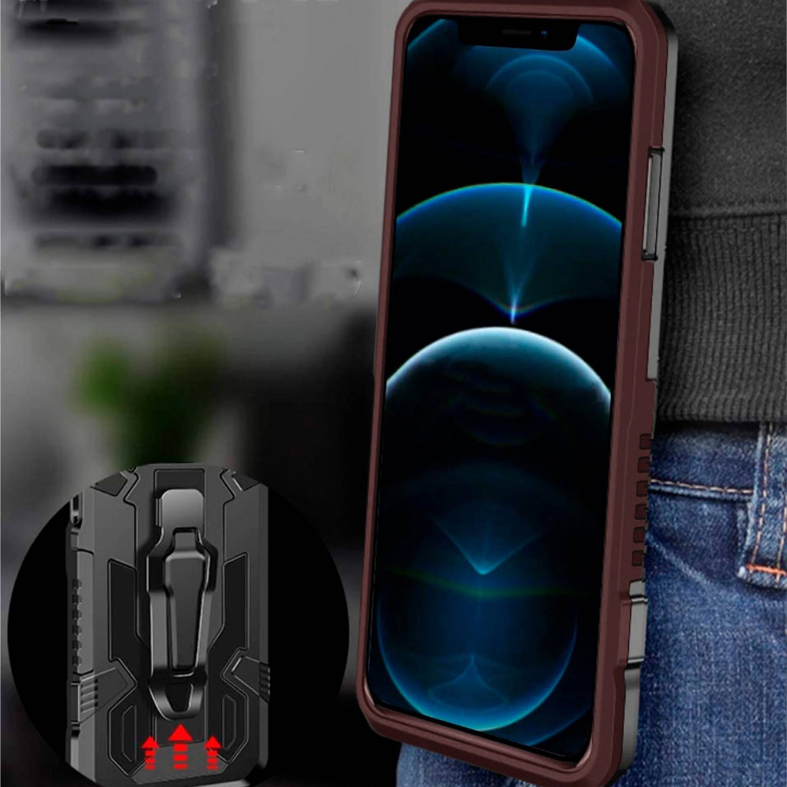 Funda Uso Rudo Para Realme C15 Robot Clip Con Soporte Azul