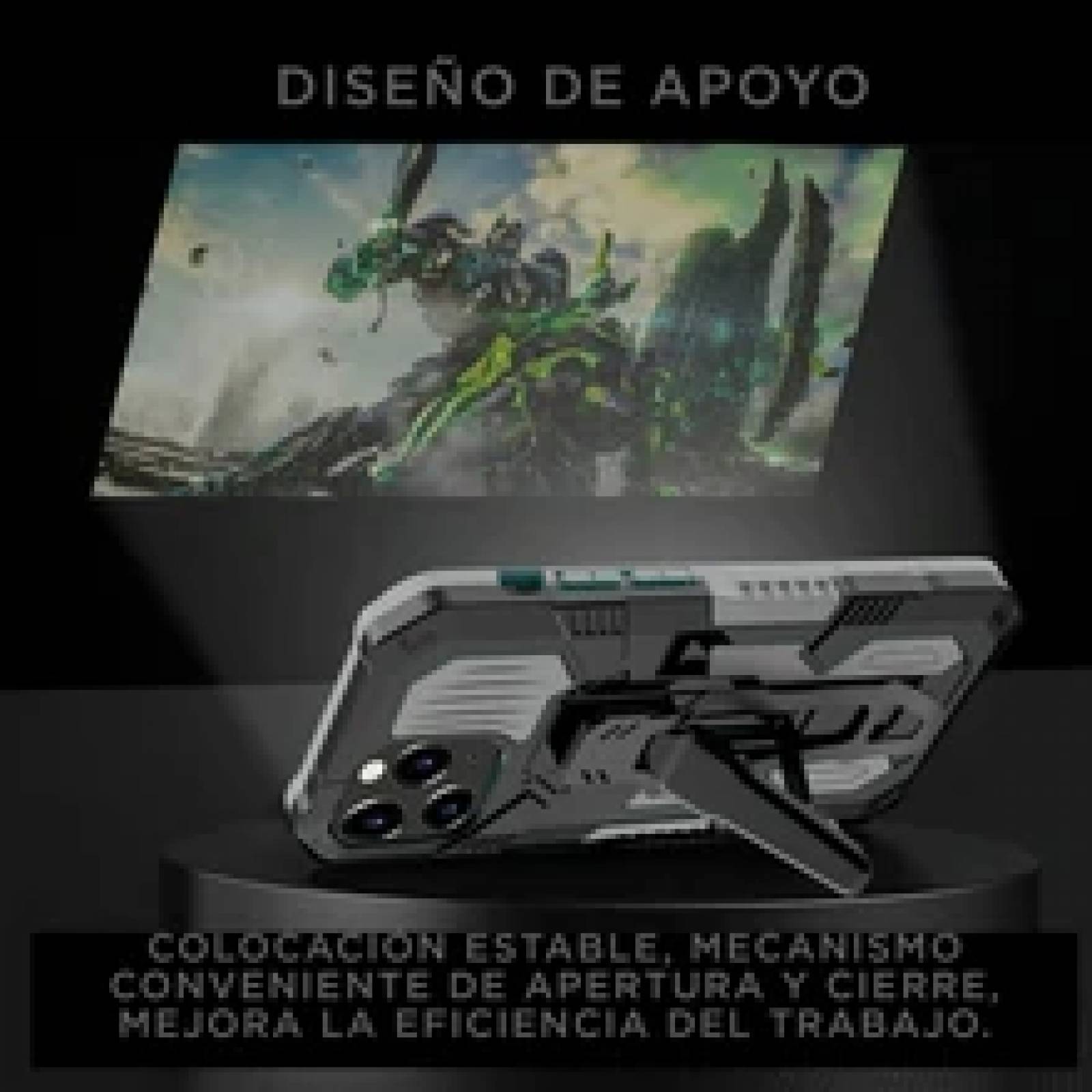 Funda Uso Rudo Para Realme C15 Robot Clip Con Soporte Negro
