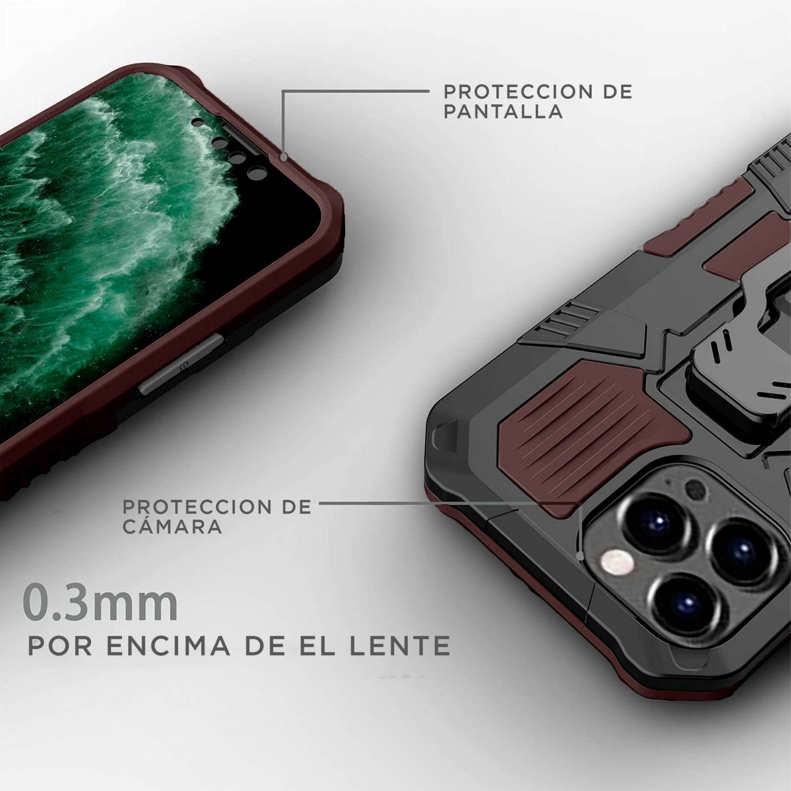 Funda Uso Rudo Para Samsung A03s Robot Clip Con Soporte Mas  Dos Micas 9d Negro
