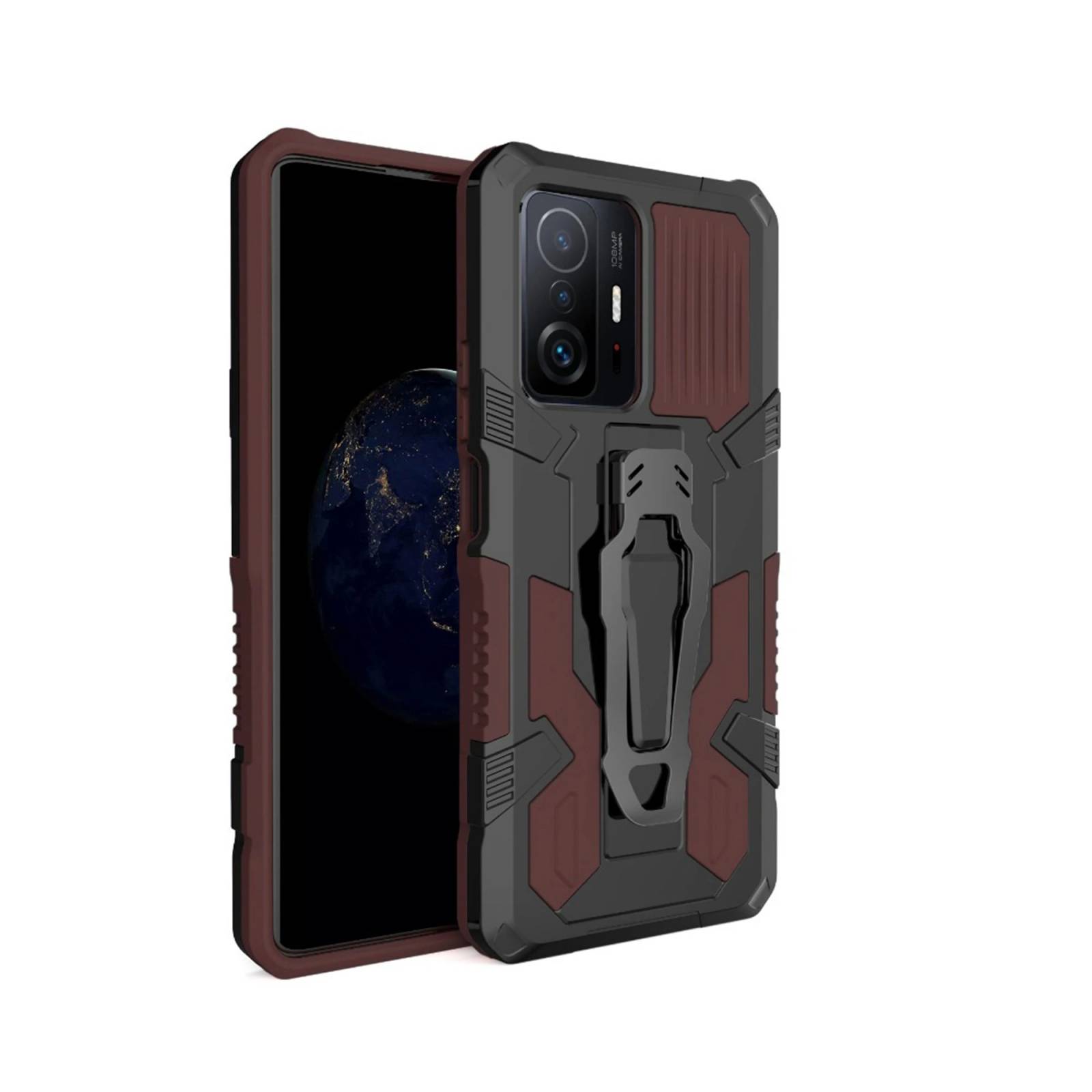 Funda Uso Rudo Para Iphone 13 Mini Robot Clip Con Soporte Mas  Dos Micas 9d Negro