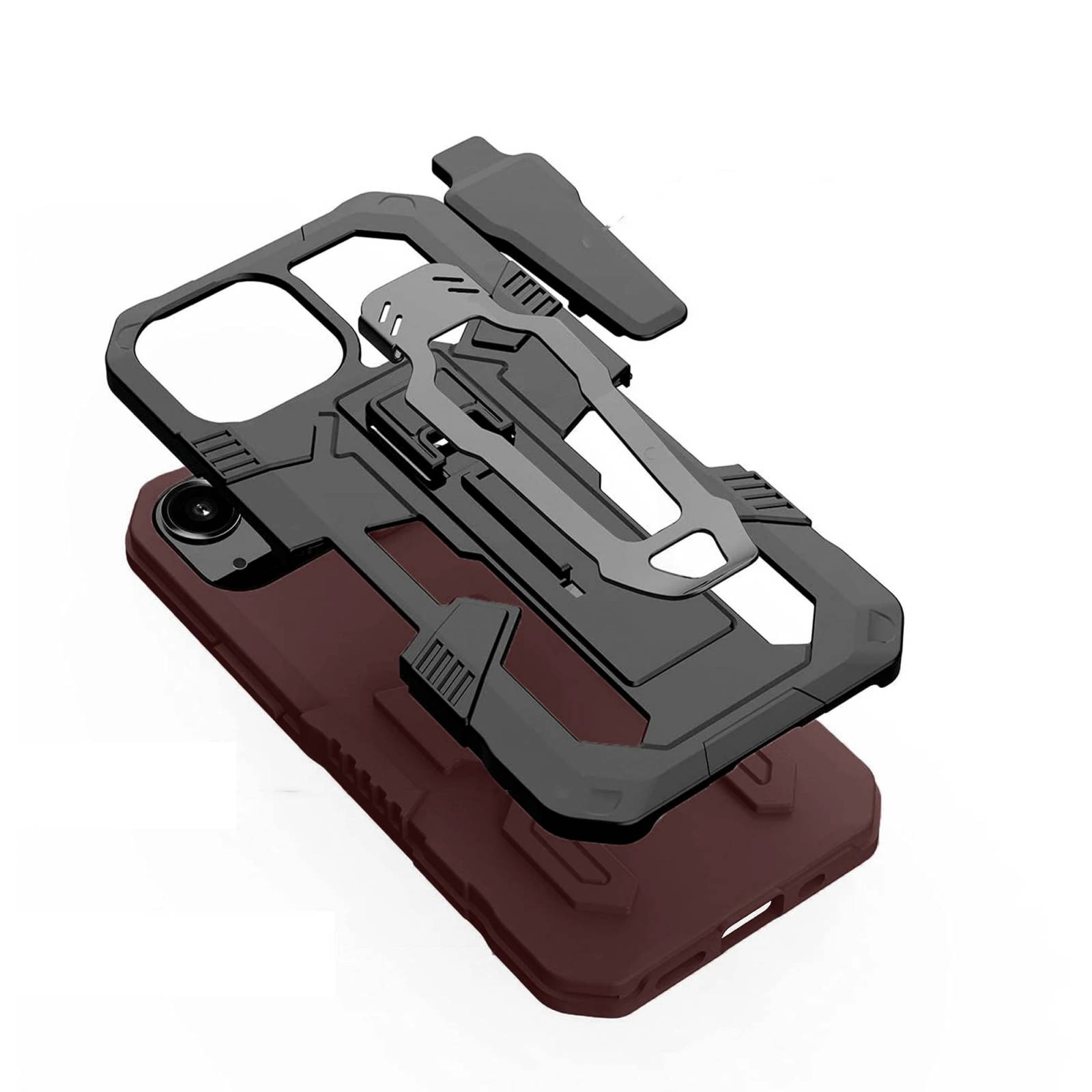 Funda Uso Rudo Para Iphone 13 Mini Robot Clip Con Soporte Mas  Dos Micas 9d Negro