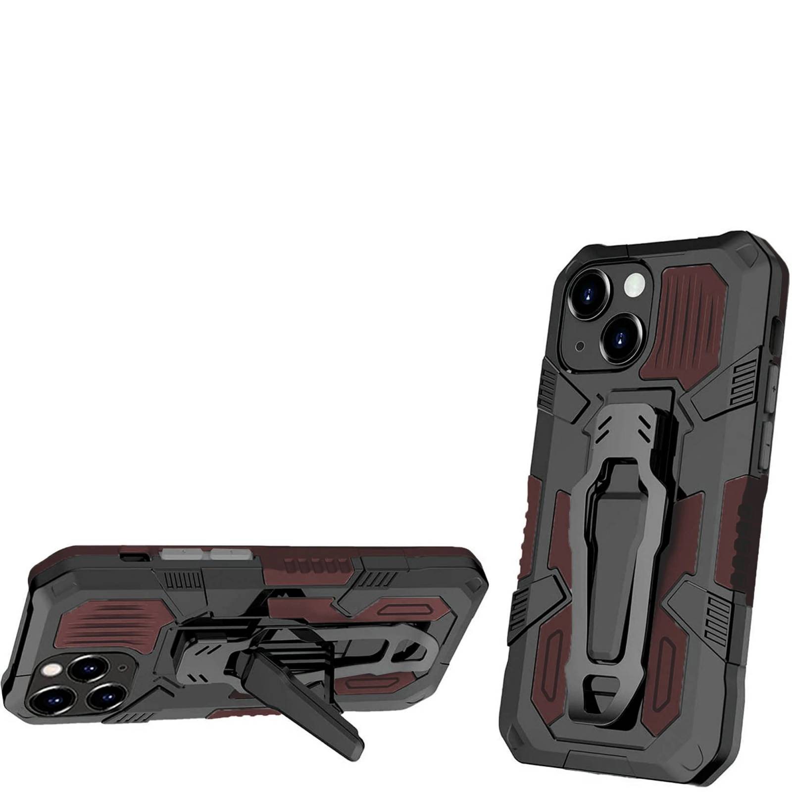 Funda Uso Rudo Para Iphone 13 Mini Robot Clip Con Soporte Mas  Dos Micas 9d Negro