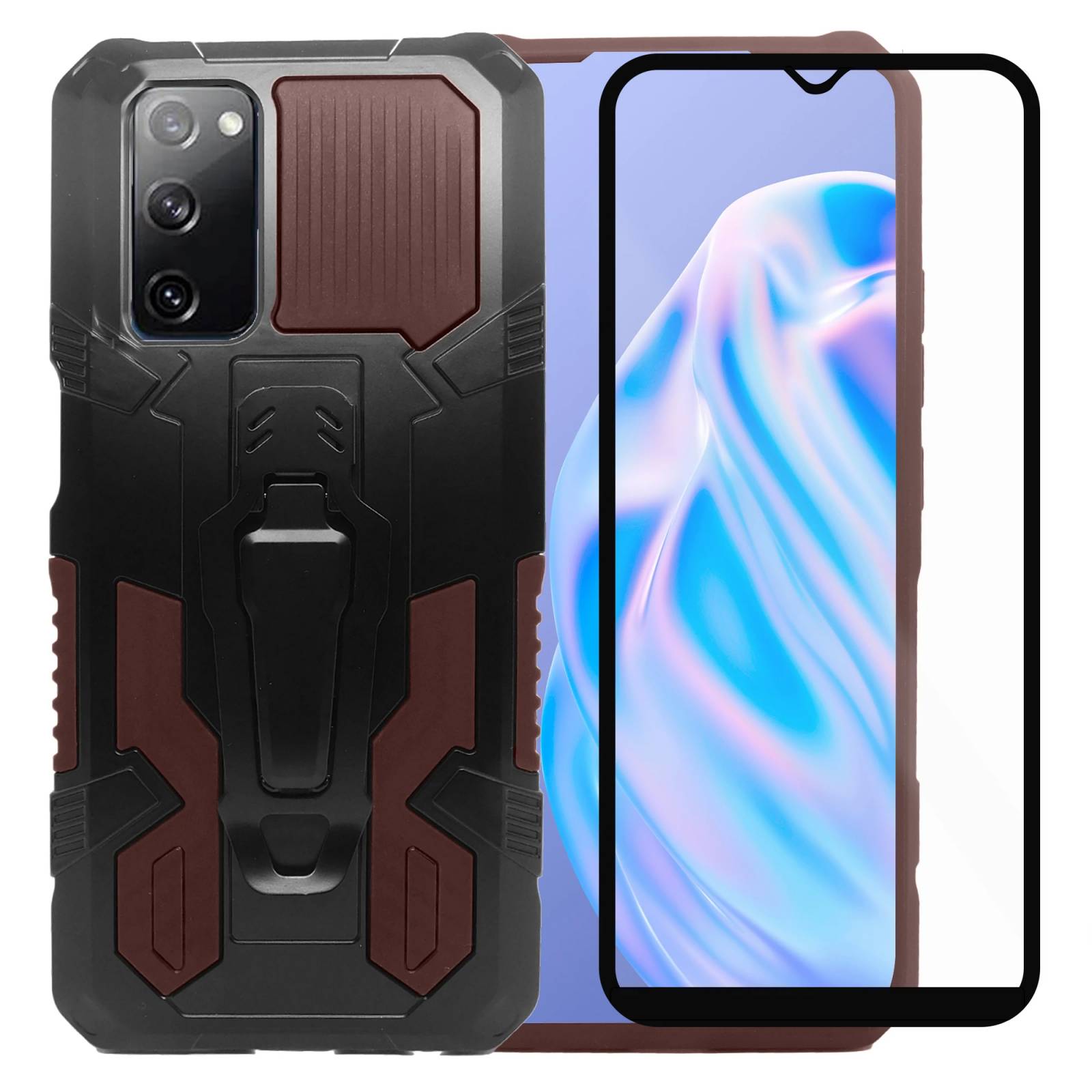 Funda Uso Rudo Para Samsung S20 Fe Robot Clip Con Soporte Mas  Dos Micas 9D Cobre