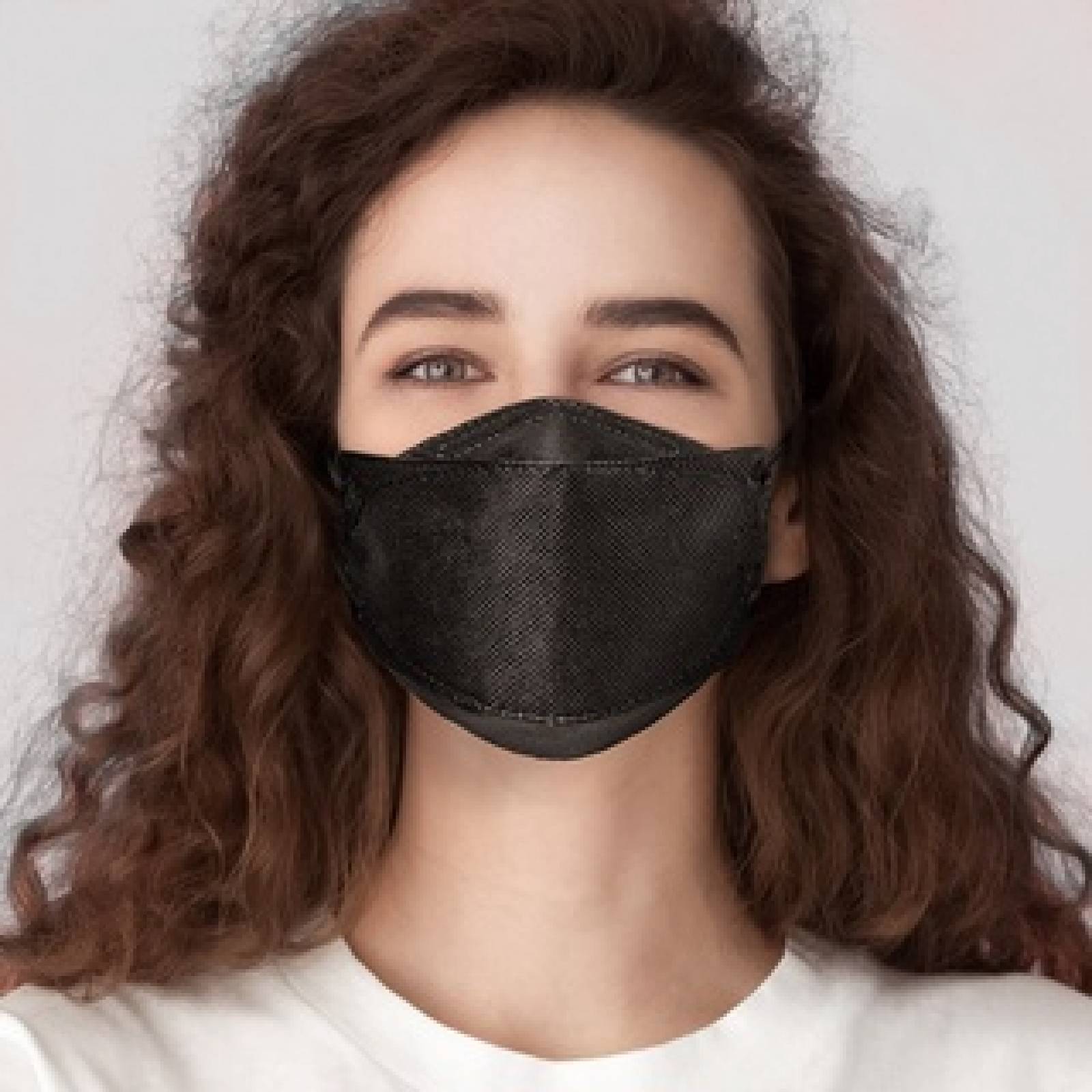 Cubrebocas Coreano Negro Con 4 Capas Kf94 50 Pz.