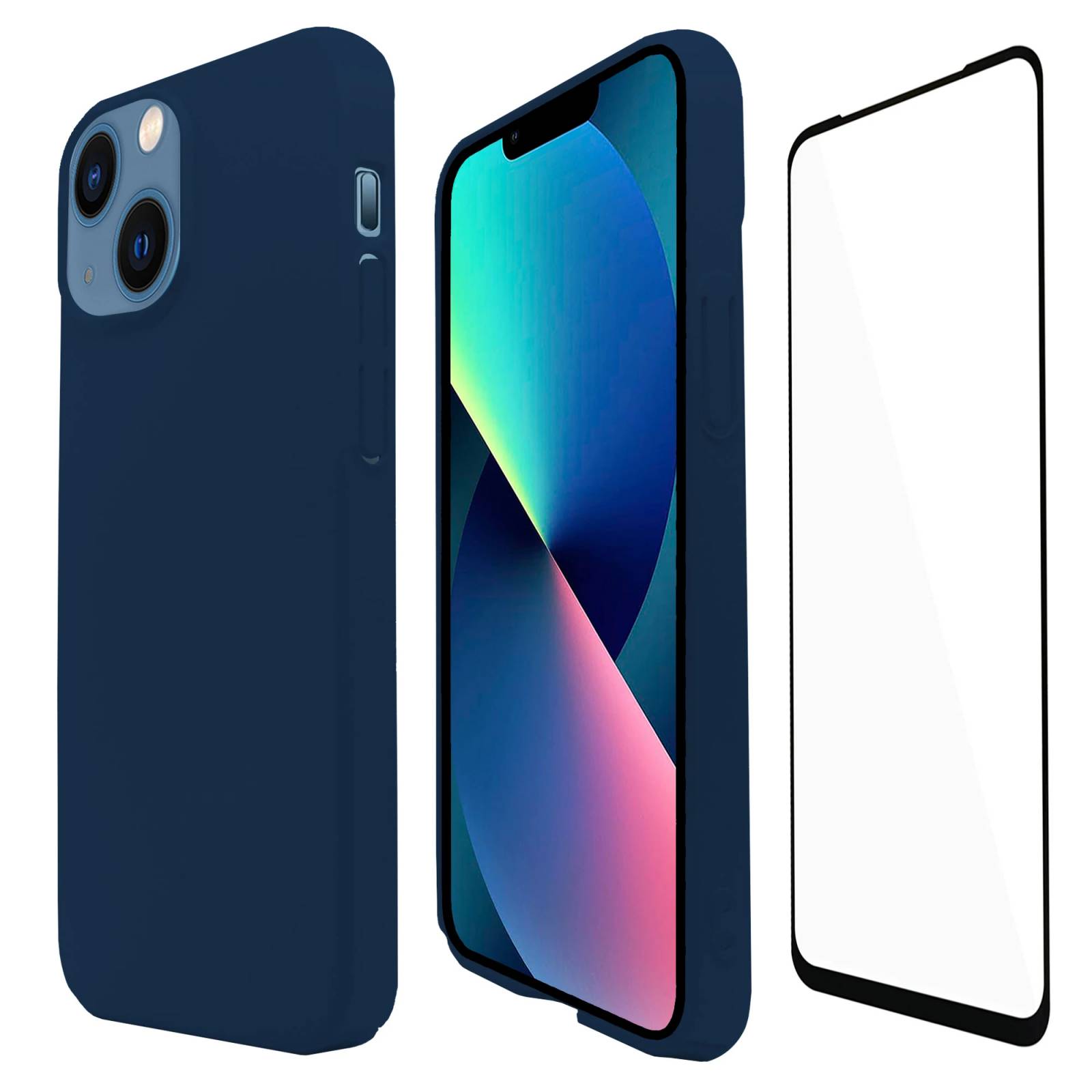 Funda Molan Cano para Iphone 13 MINI Super Fit Ultra Delgada Rigida de Policarbonato Color AZUL  MAS MICA 9D