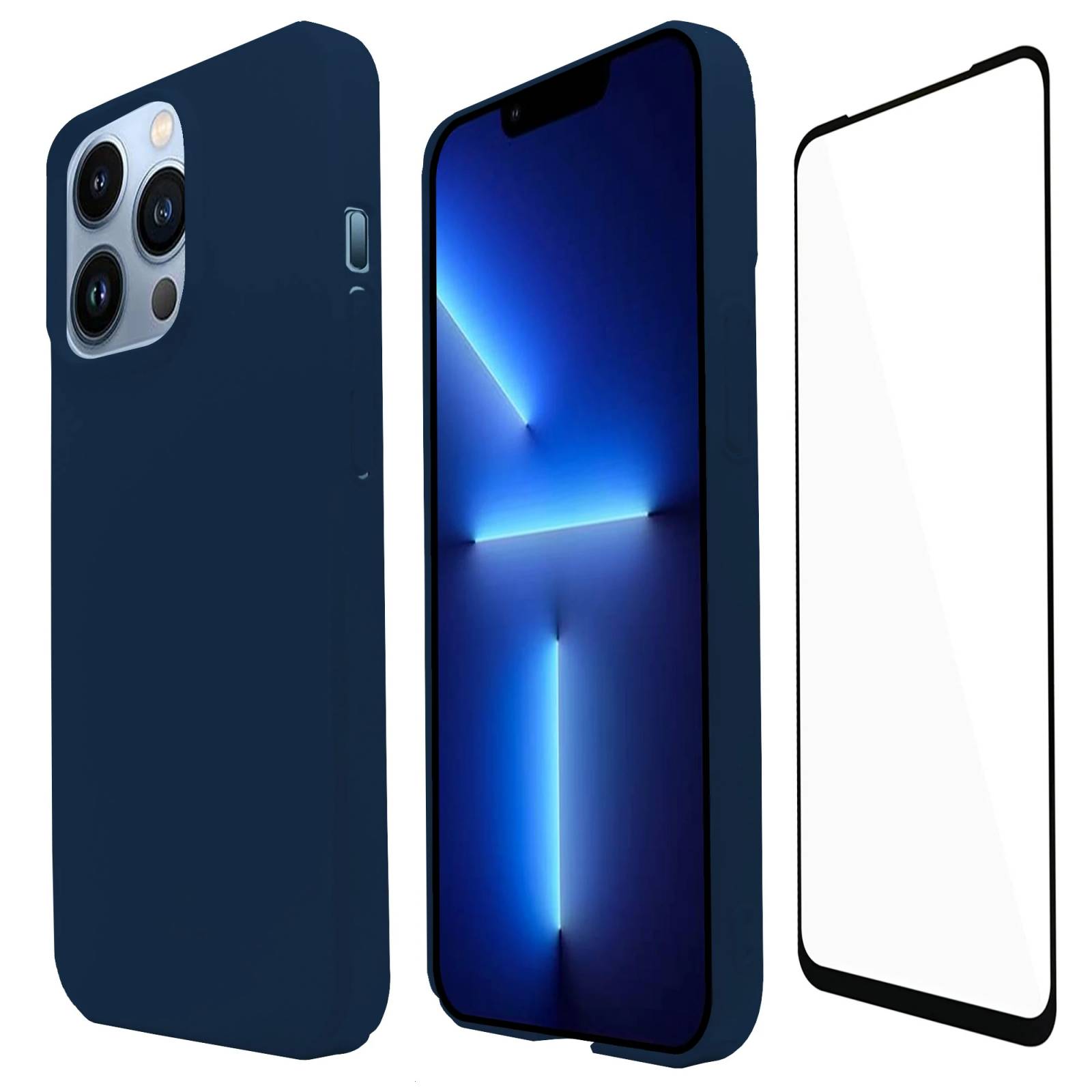 Funda Molan Cano para Iphone 13 PRO  Super Fit Ultra Delgada Rigida de Policarbonato Color AZUL  MAS MICA 9D