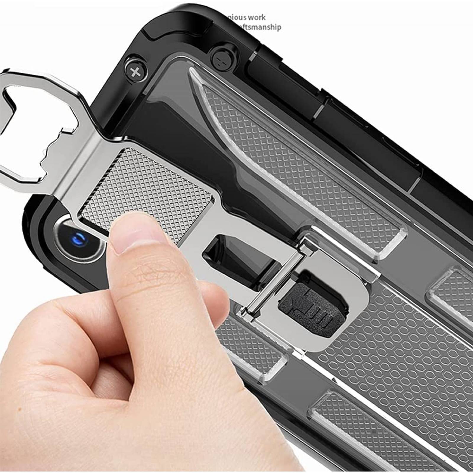 Funda Uso Rudo incorporado con destapador para Iphone 12 PRO  Transparente 1pz Mas Mica 9D