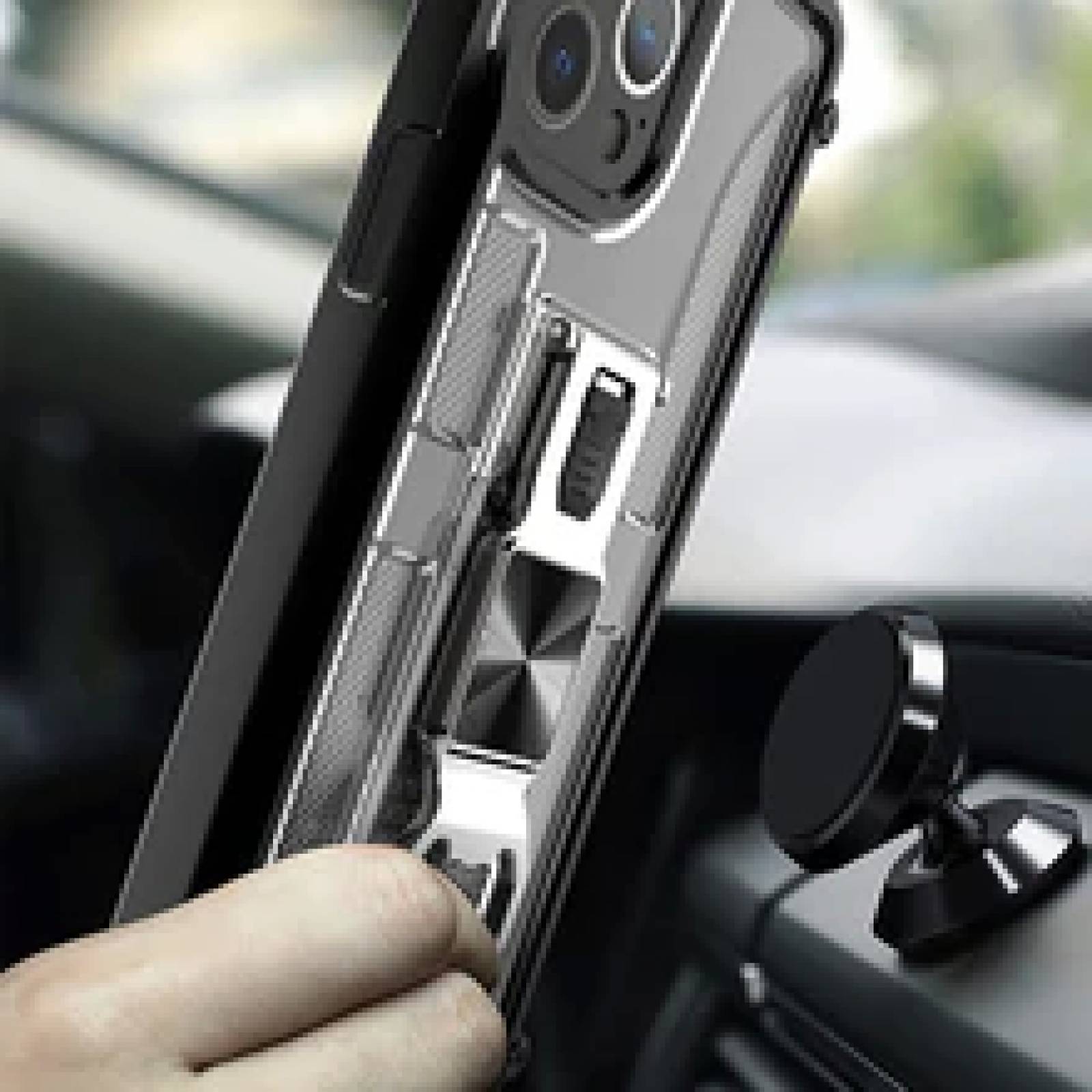 Funda Uso Rudo incorporado con destapador para Iphone 12 Pro Max Azul 1pz Mas Mica 9D