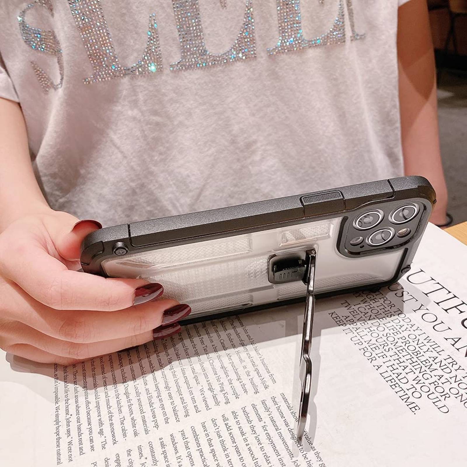 Funda Uso Rudo incorporado con destapador para Iphone 12 Pro Max Azul 1pz Mas Mica 9D