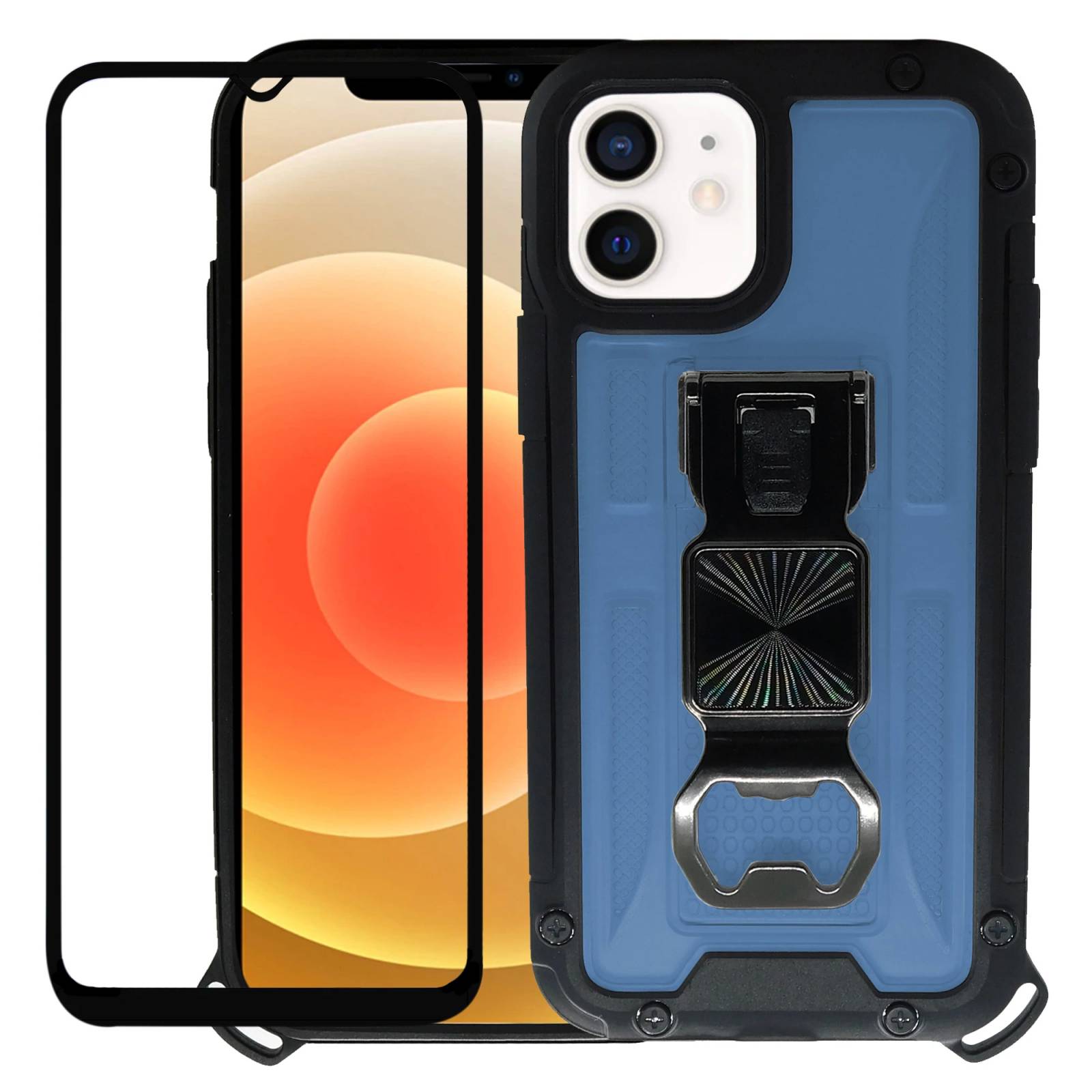 Funda Uso Rudo incorporado con destapador para Huawei Y9s  Azul 1pz Mas Mica 9D