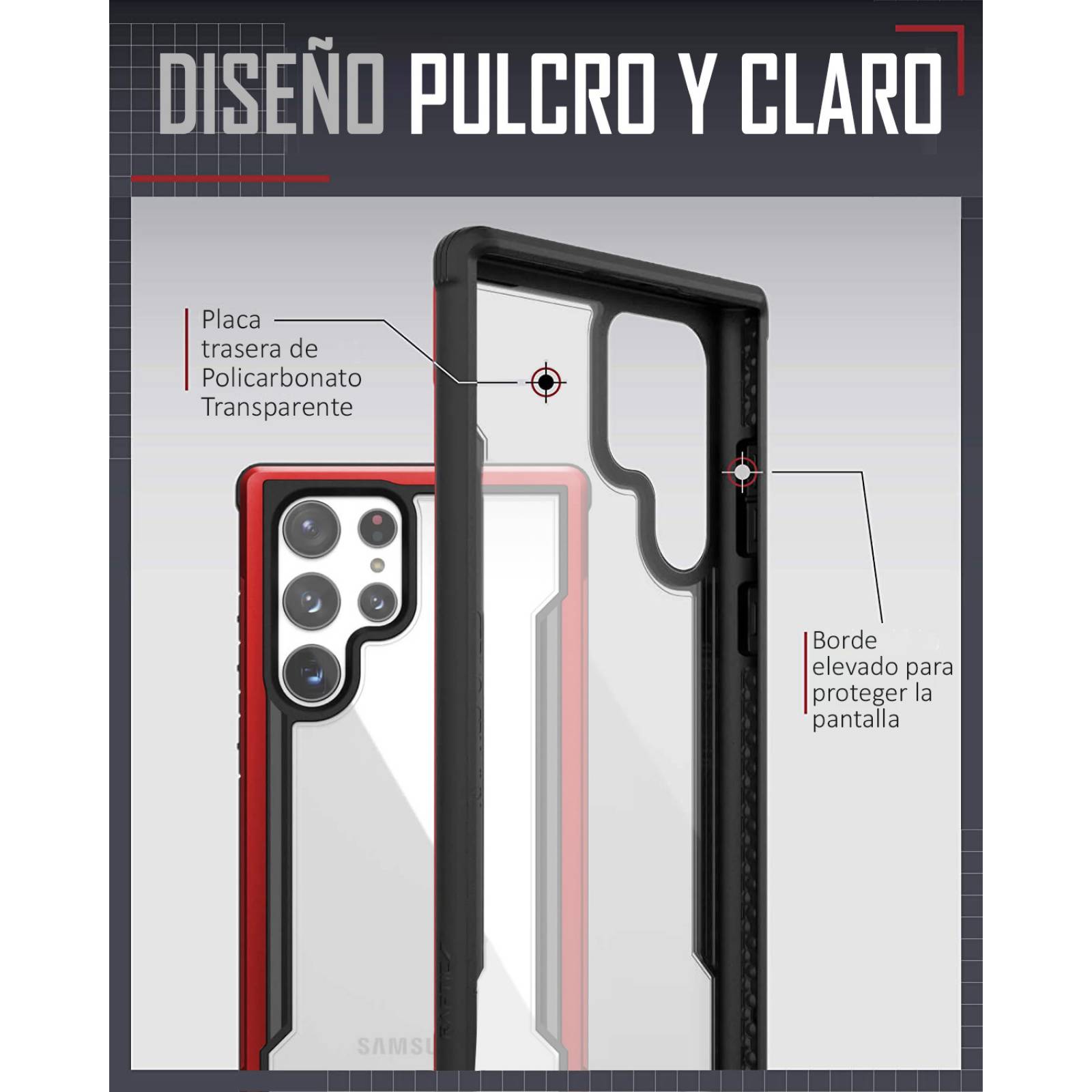 Raptic Shield Pro Funda Uso Rudo Aluminio Para Samsung Galaxy S22 Ultra 2022