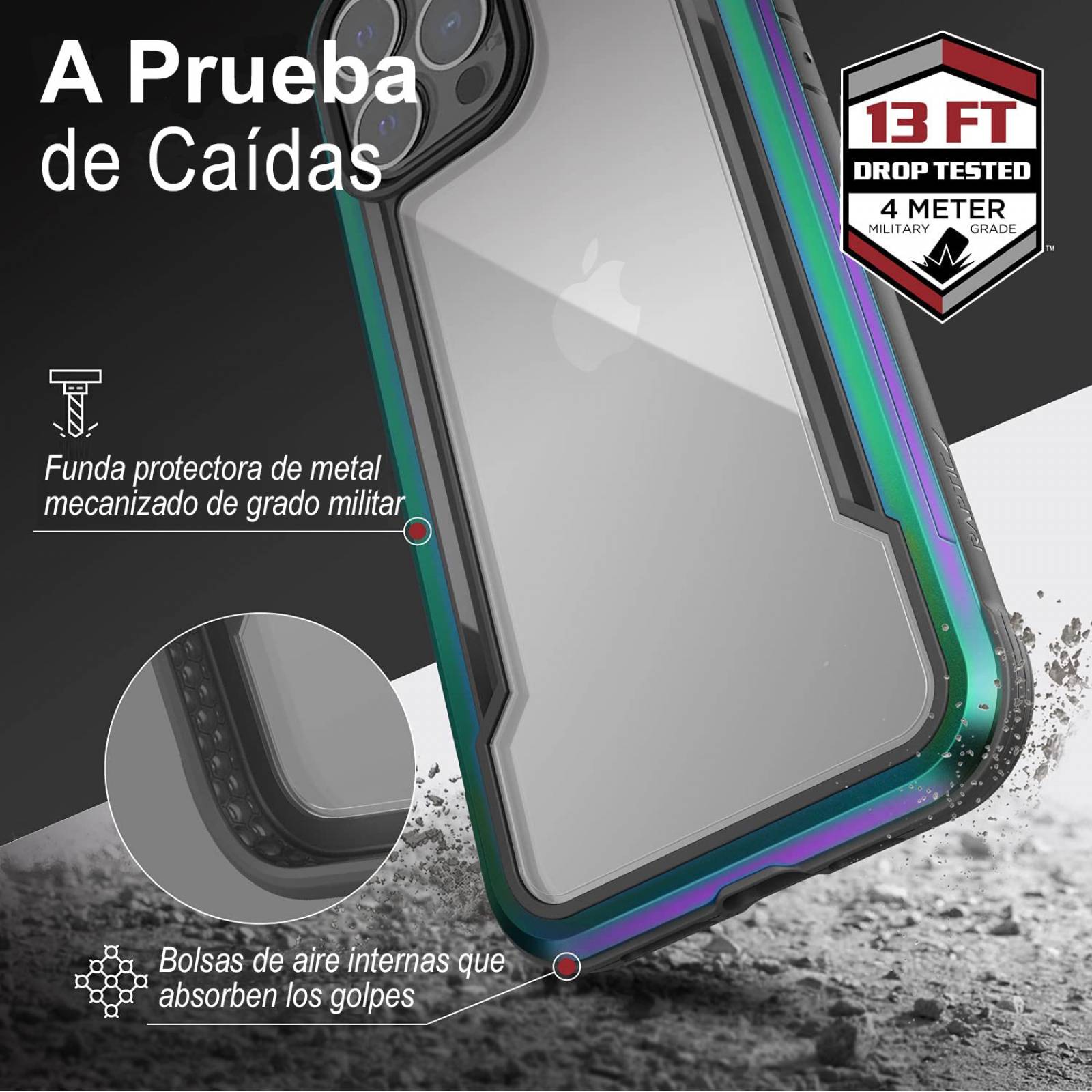 Raptic Shield Pro Funda Uso Rudo Para iPhone 13 Pro Black