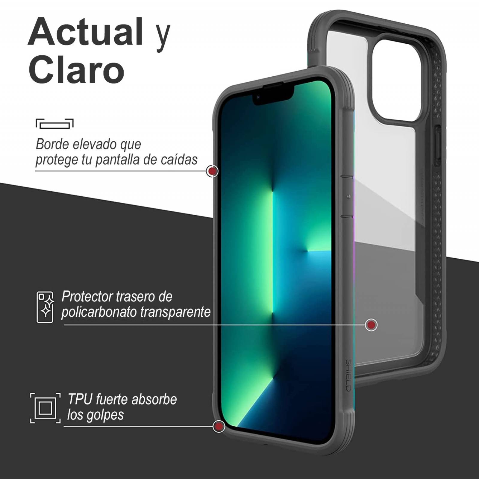 Raptic Shield Pro Funda Uso Rudo Para iPhone 13 Pro Black