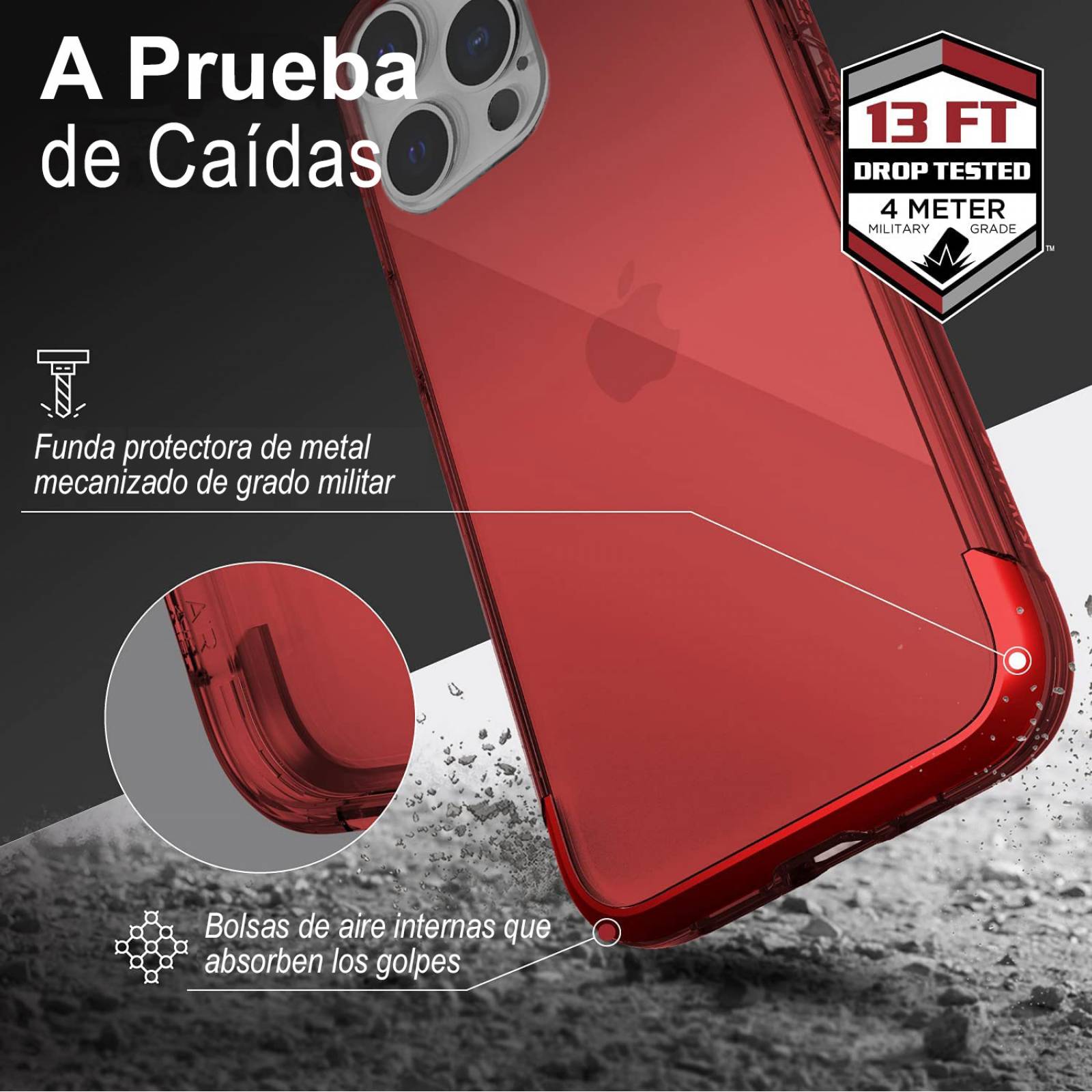 Funda De Uso Rudo Raptic Air Transparente Para Iphone 13 Pro Max