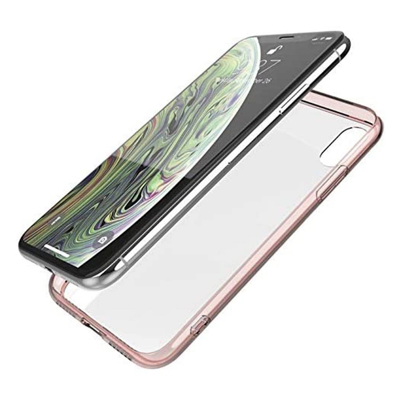 Funda cristal templado parte posterior Rosa para Apple iPhone XS MAX