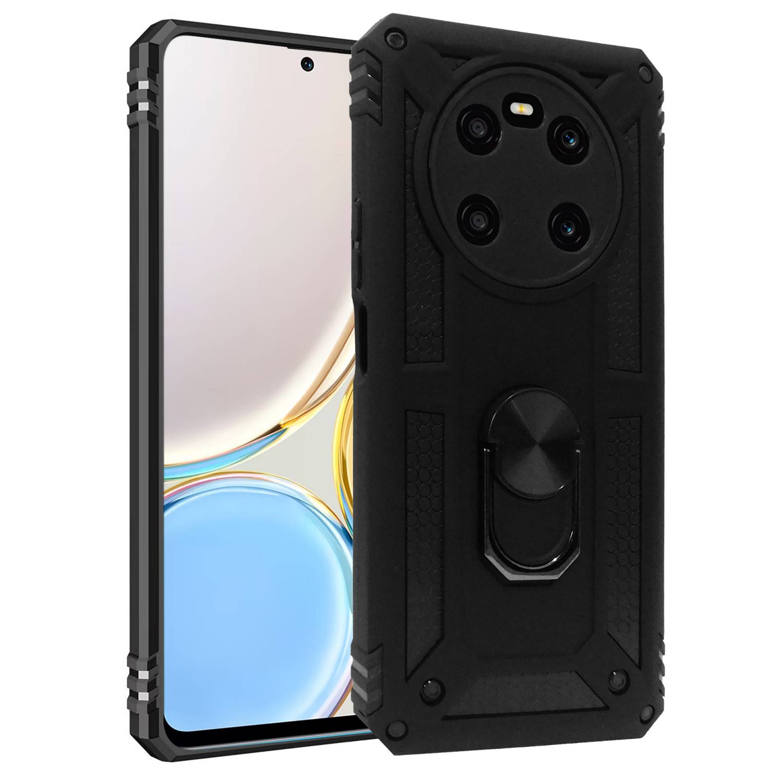 Funda Uso Rudo Anillo Para Honor X9 Negro