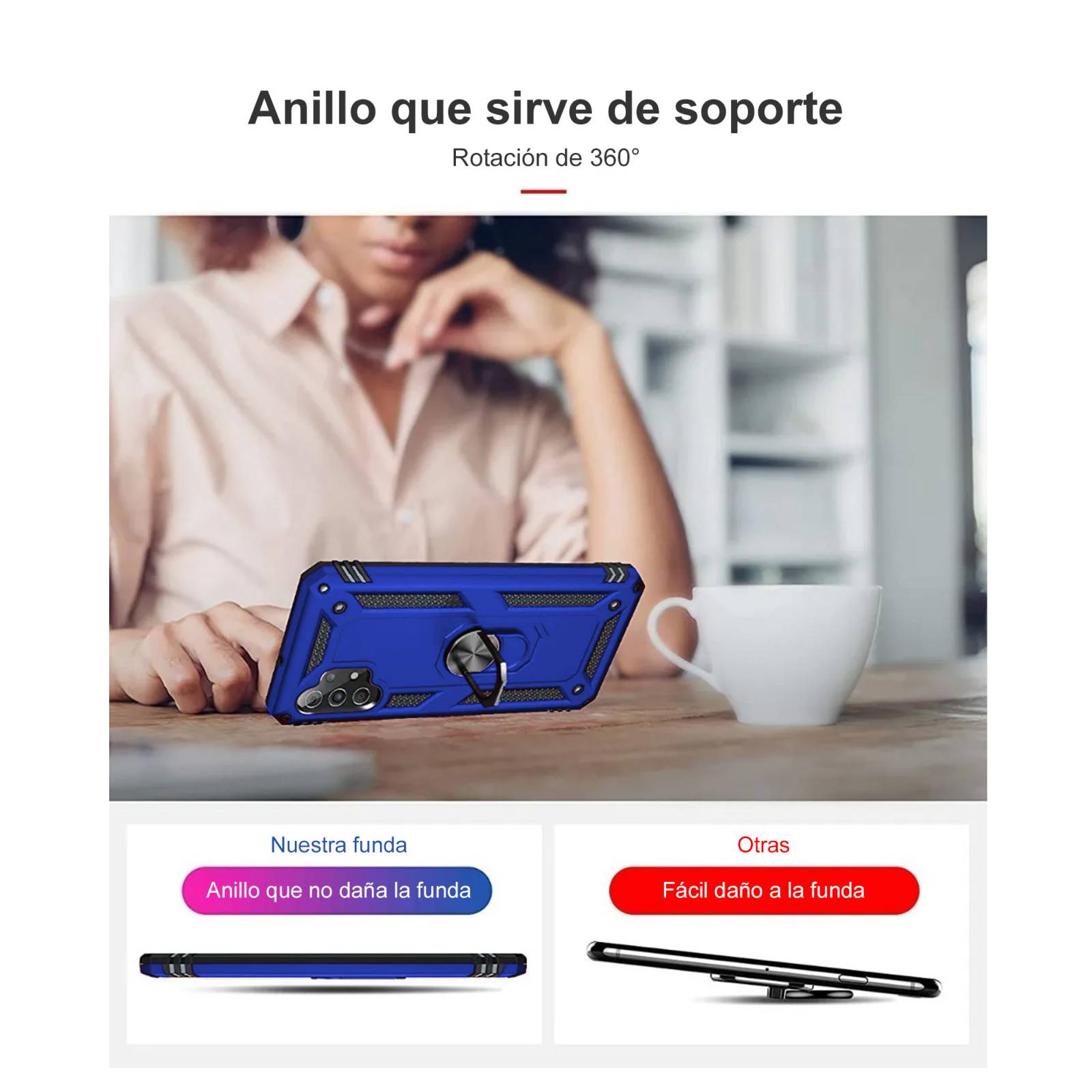 Funda Uso Rudo Anillo Para Honor X9 Azul