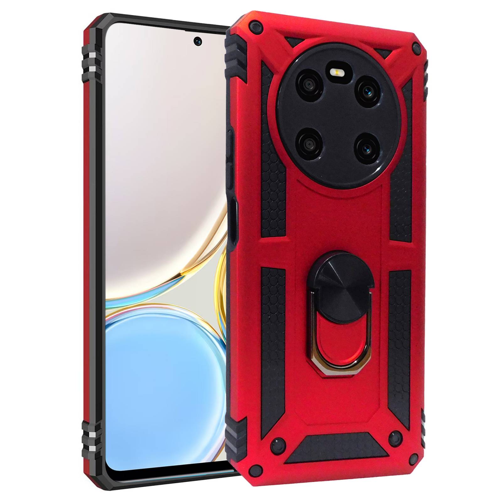 Funda Uso Rudo Anillo Para Honor X9 Rojo
